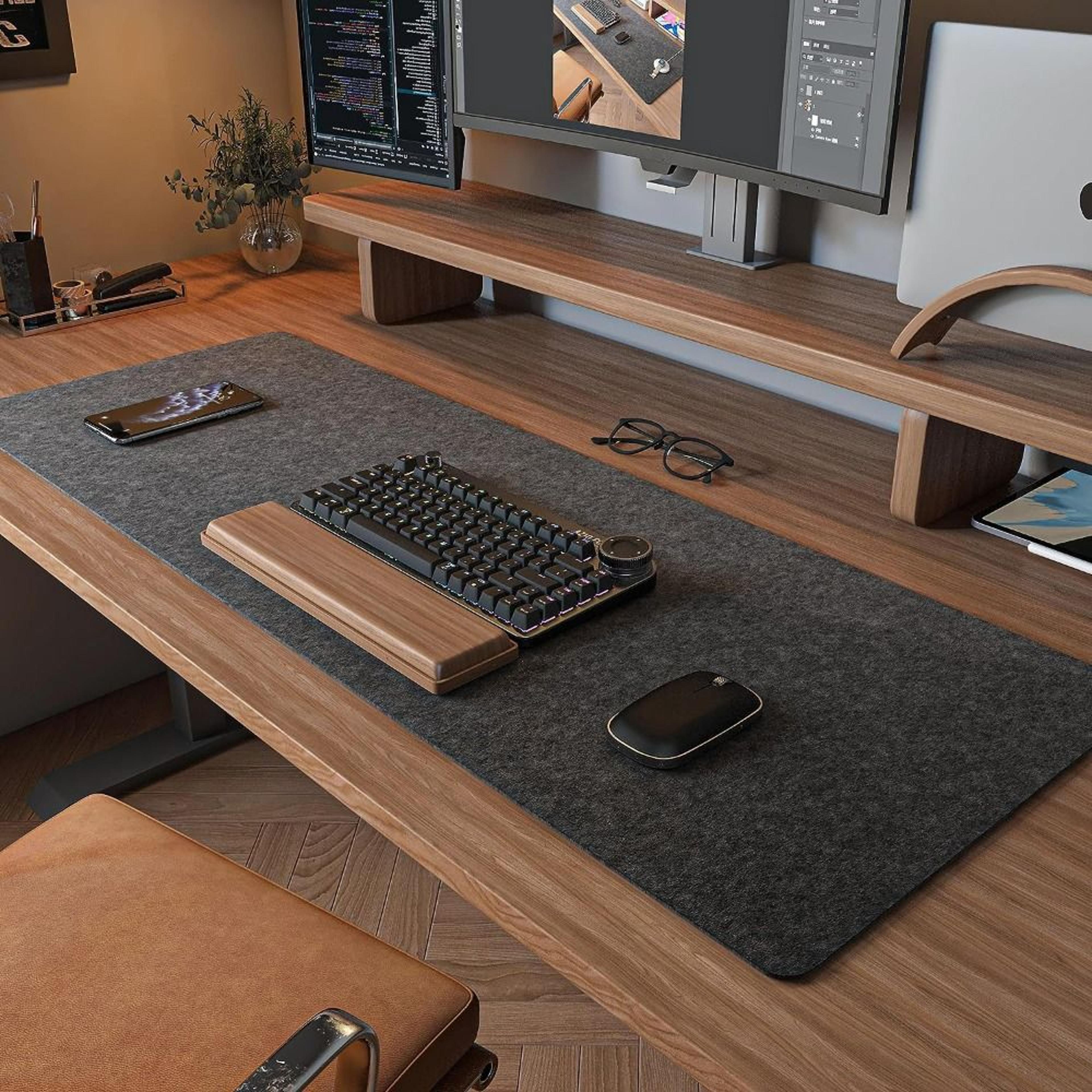 premium wool felt gaming & office mouse pad non-slip writing mat for desk & keyboard protection