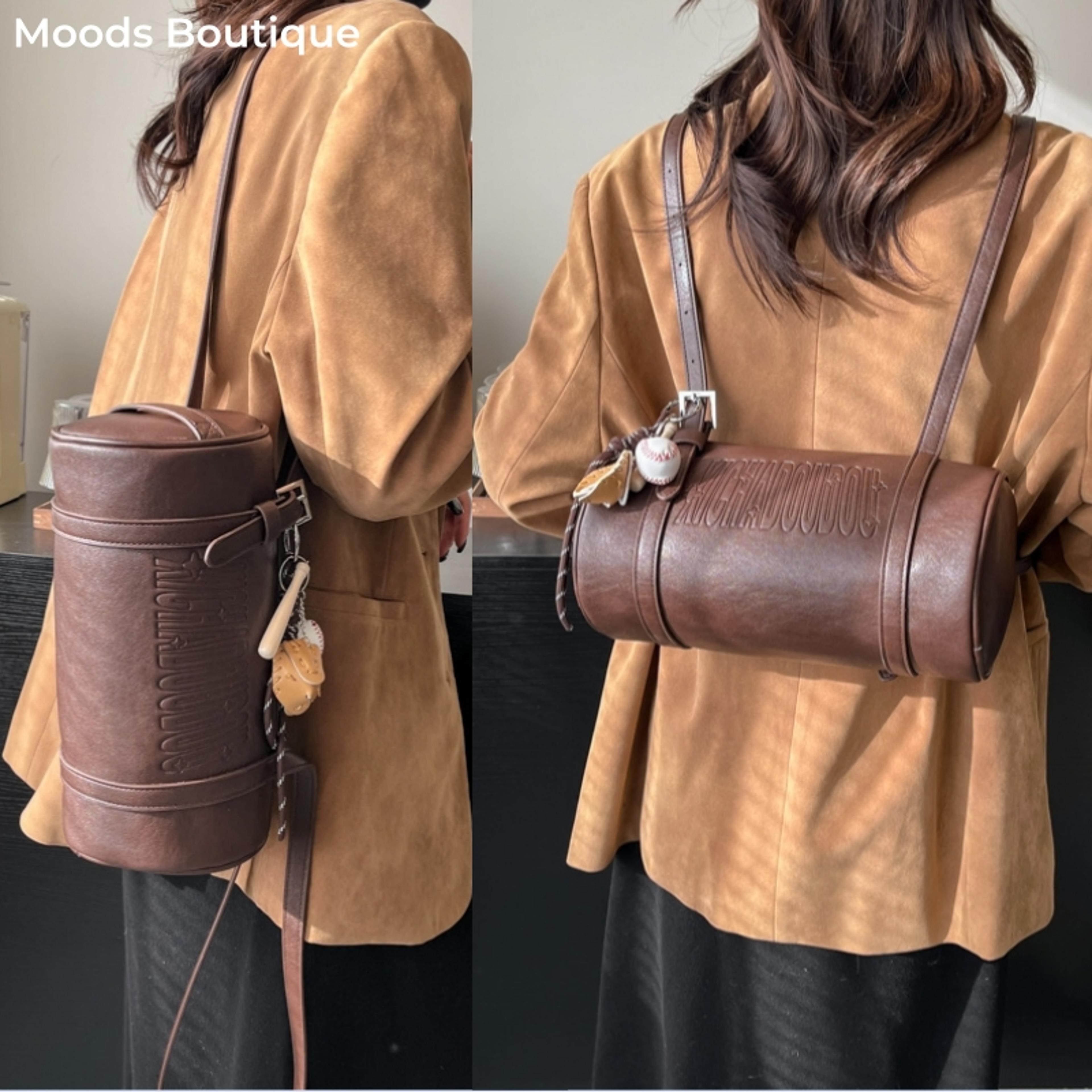 elegant cylinder shoulder bag for women designer crossbody handbag with pendant