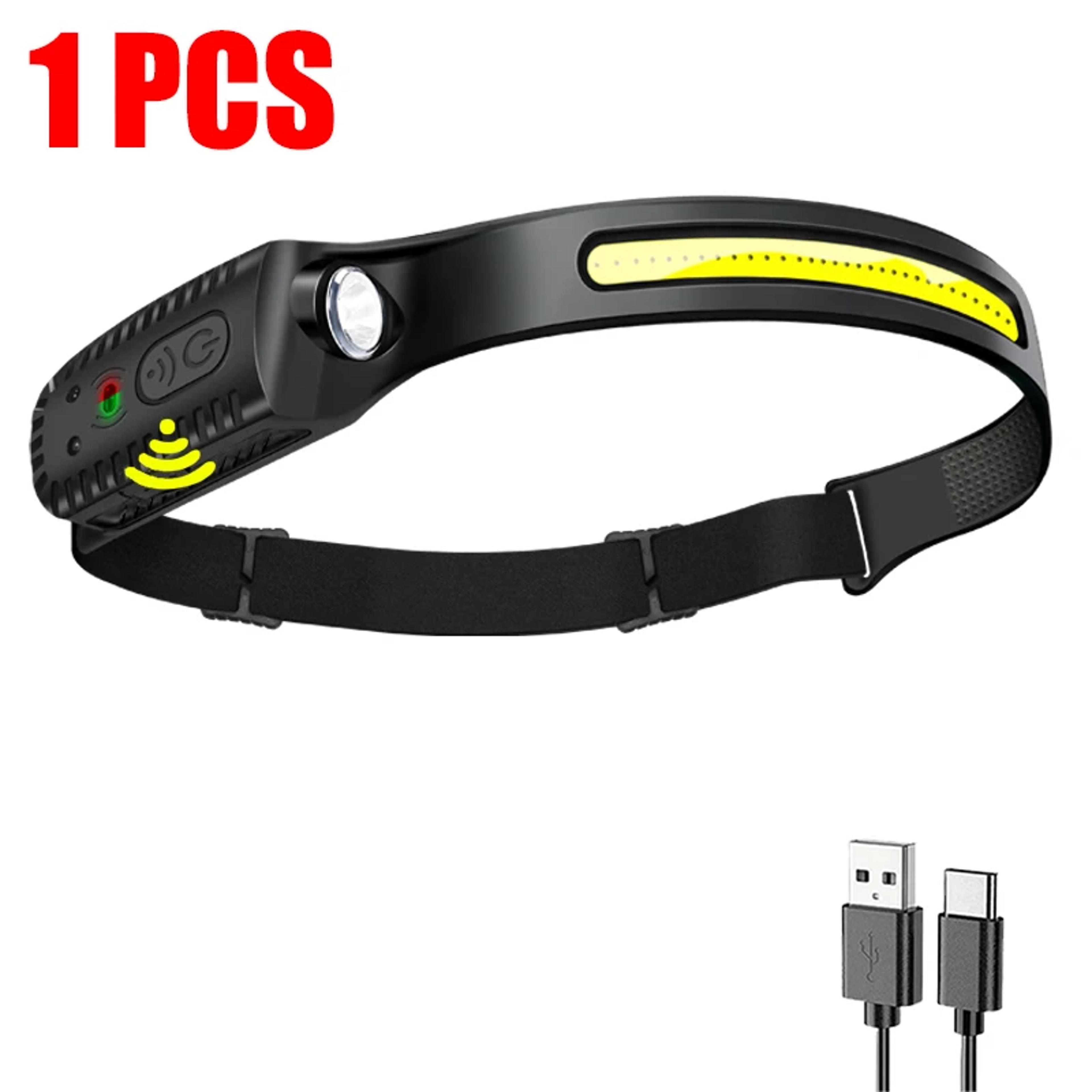 usb rechargeable led sensor headlamp versatile xpe cob headlight for camping, fishing, and outdoor adventures