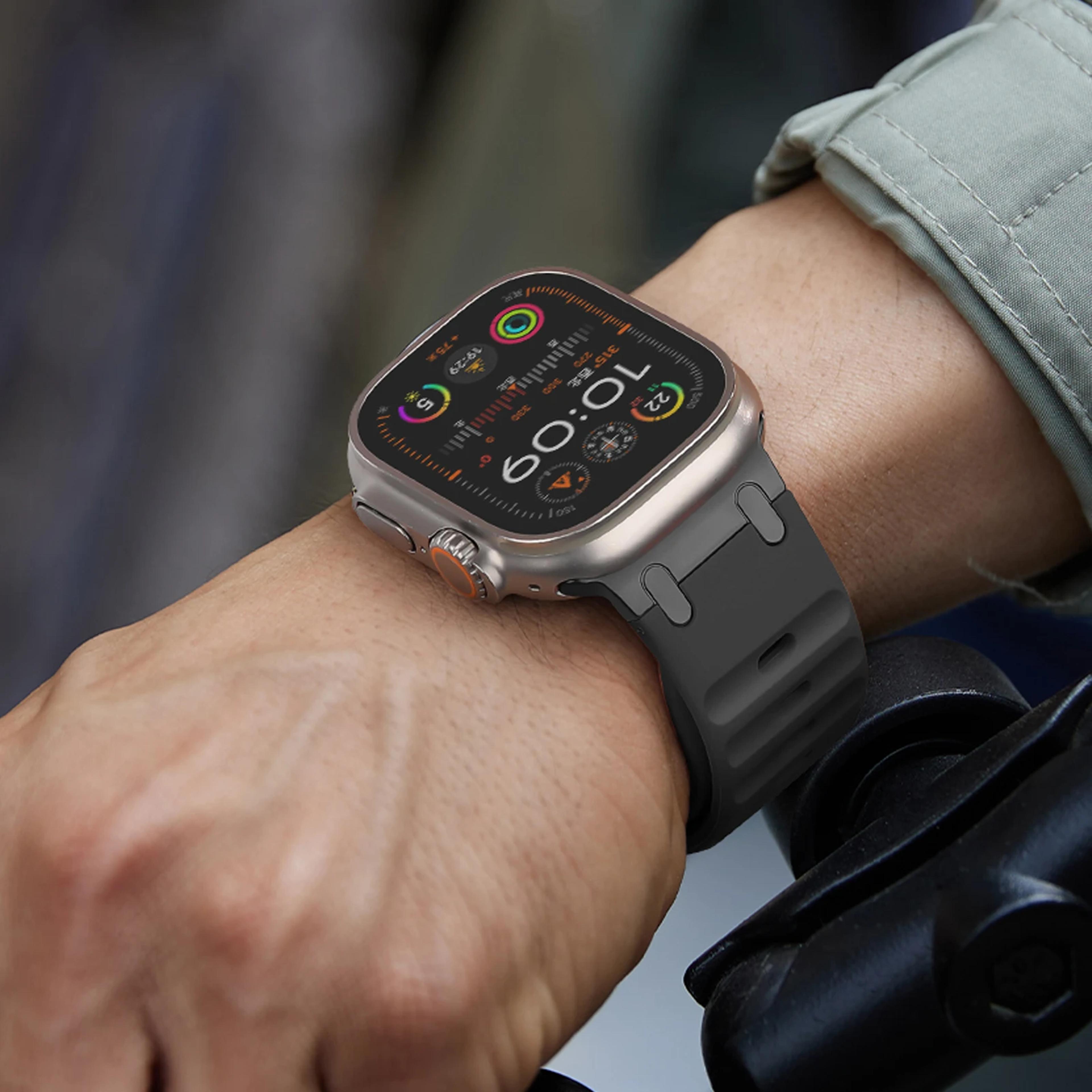 sport silicone strap for apple watch ultra, stainless steel bracelet band for iwatch series