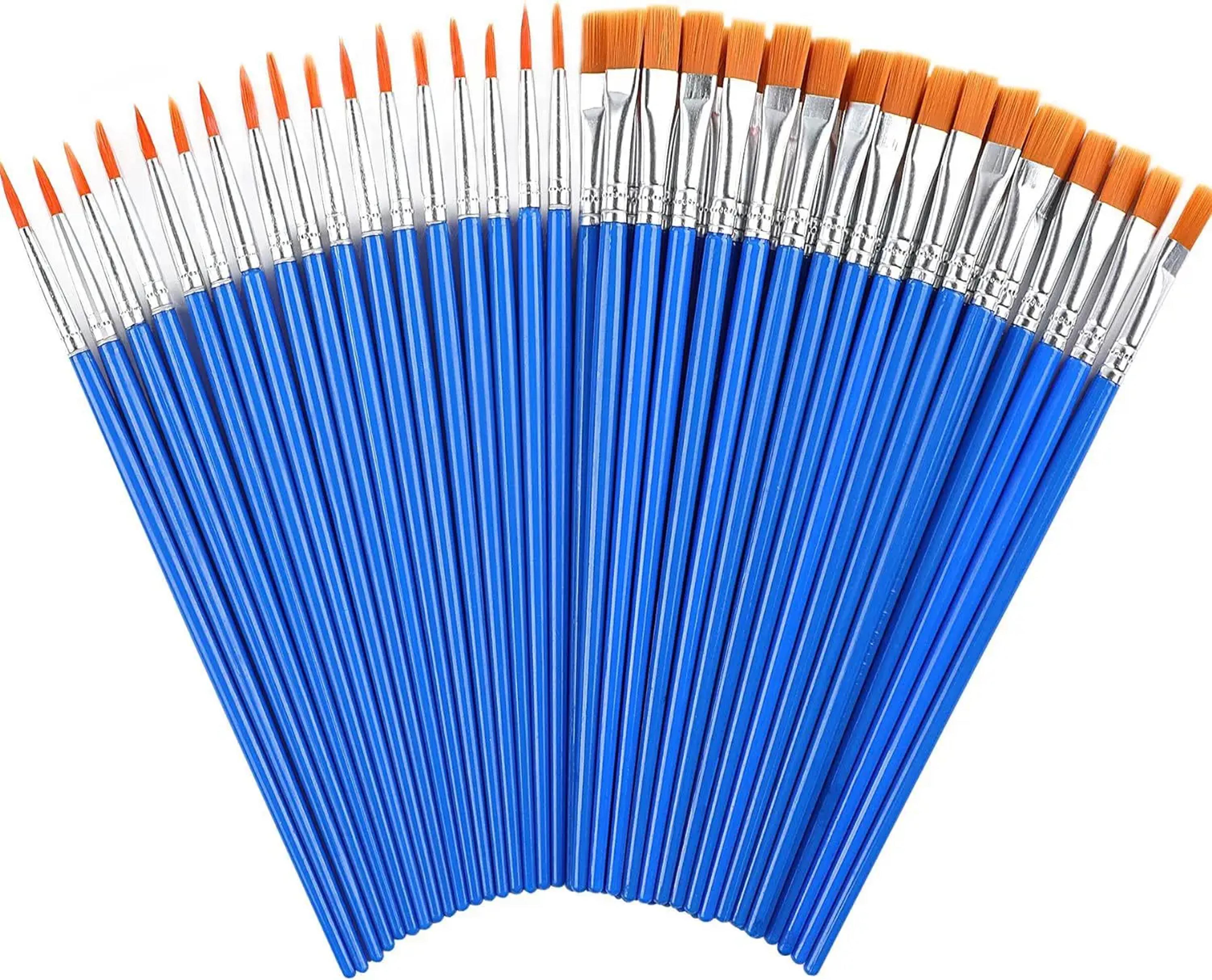 kids acrylic paint brushes set flat, round & pointed brush for crafting, watercolor, and oil painting