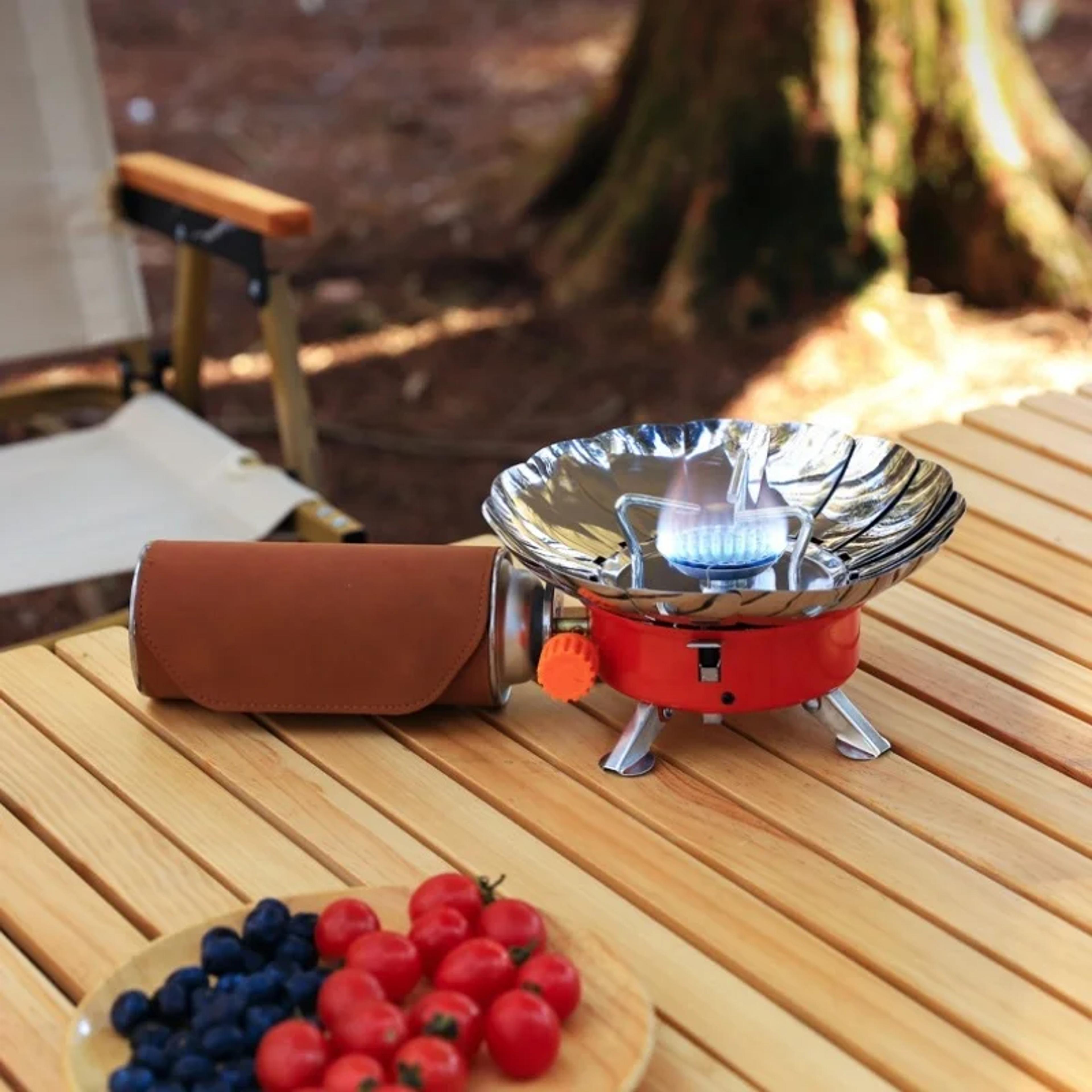 windproof outdoor mini portable stove compact folding camping stove for hiking, travel, and picnics