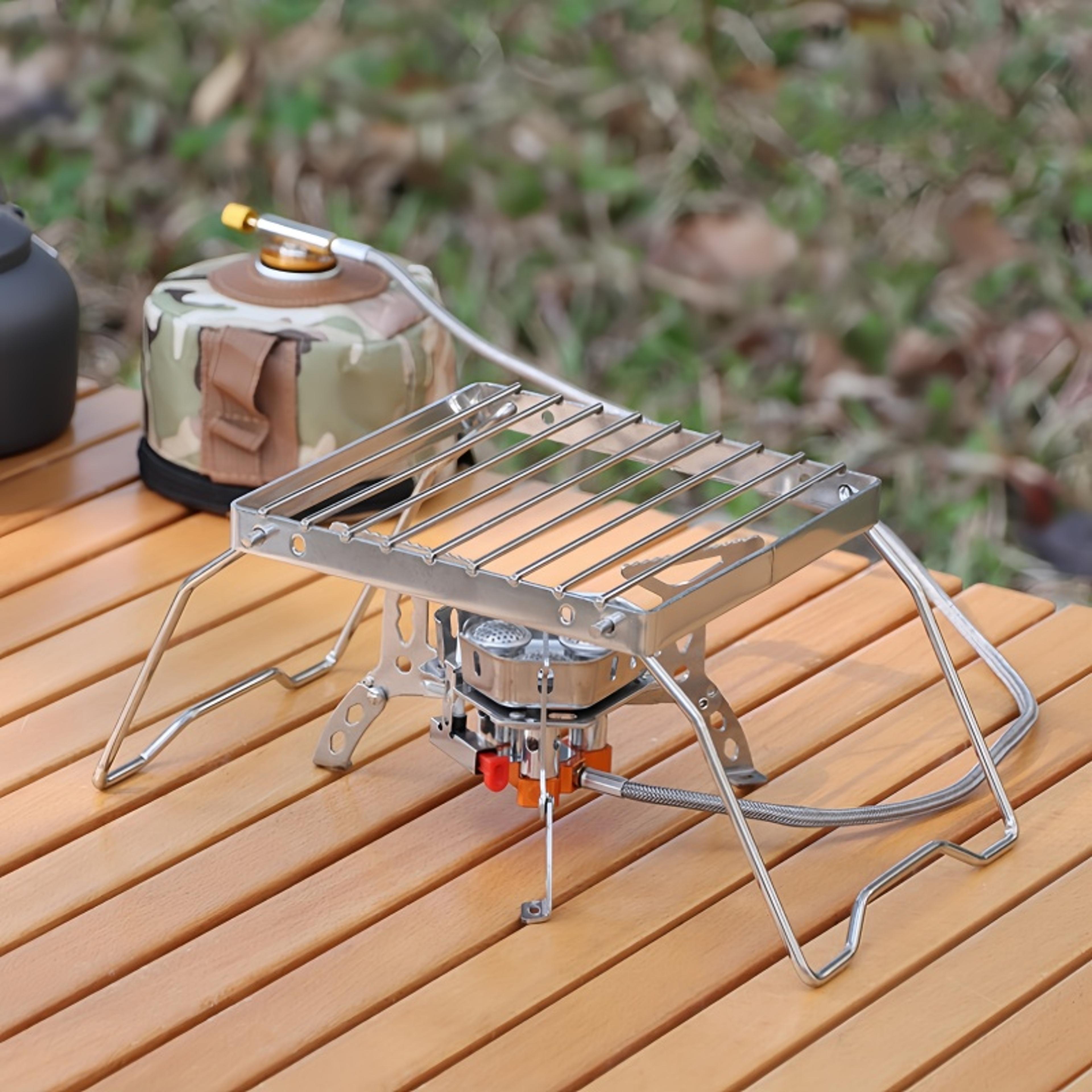 portable stainless steel camping grill foldable mini grill rack stand for outdoor cooking and picnics