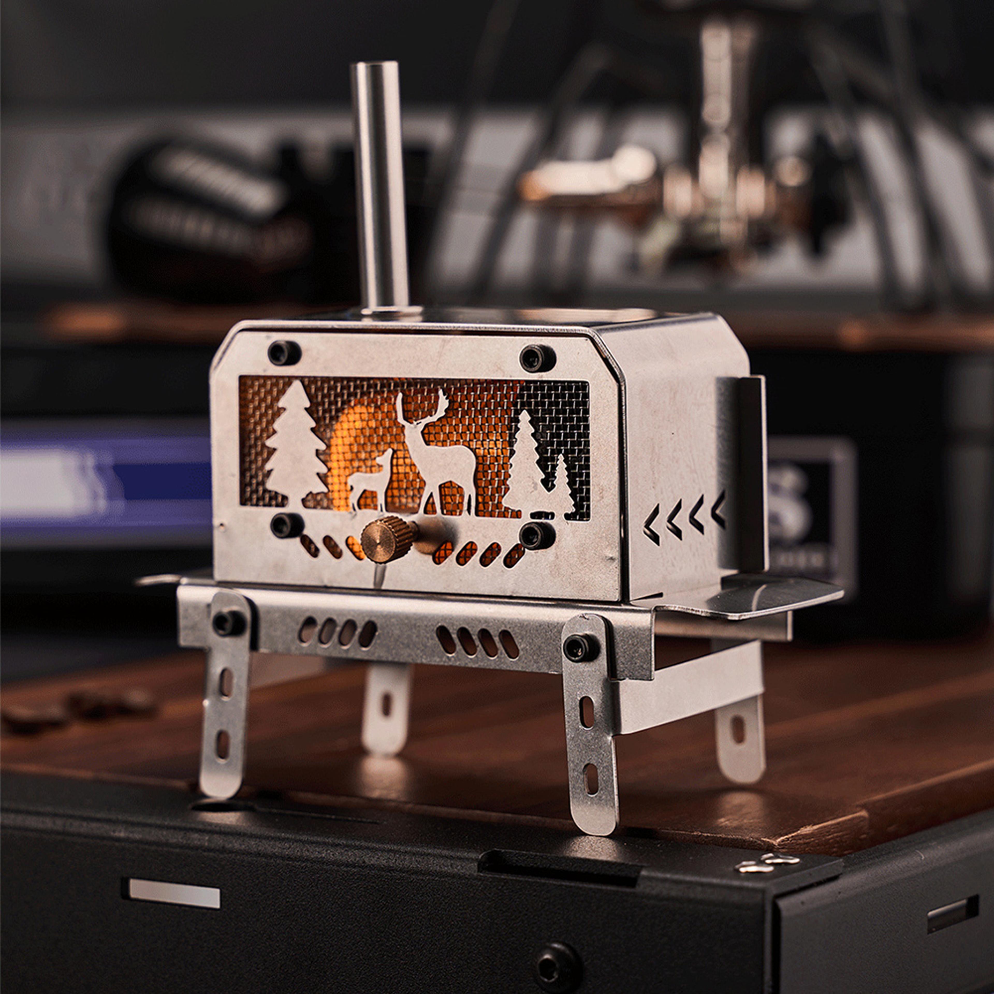 portable mini folding charcoal stove stainless steel outdoor fire pit heater, detachable wood burner