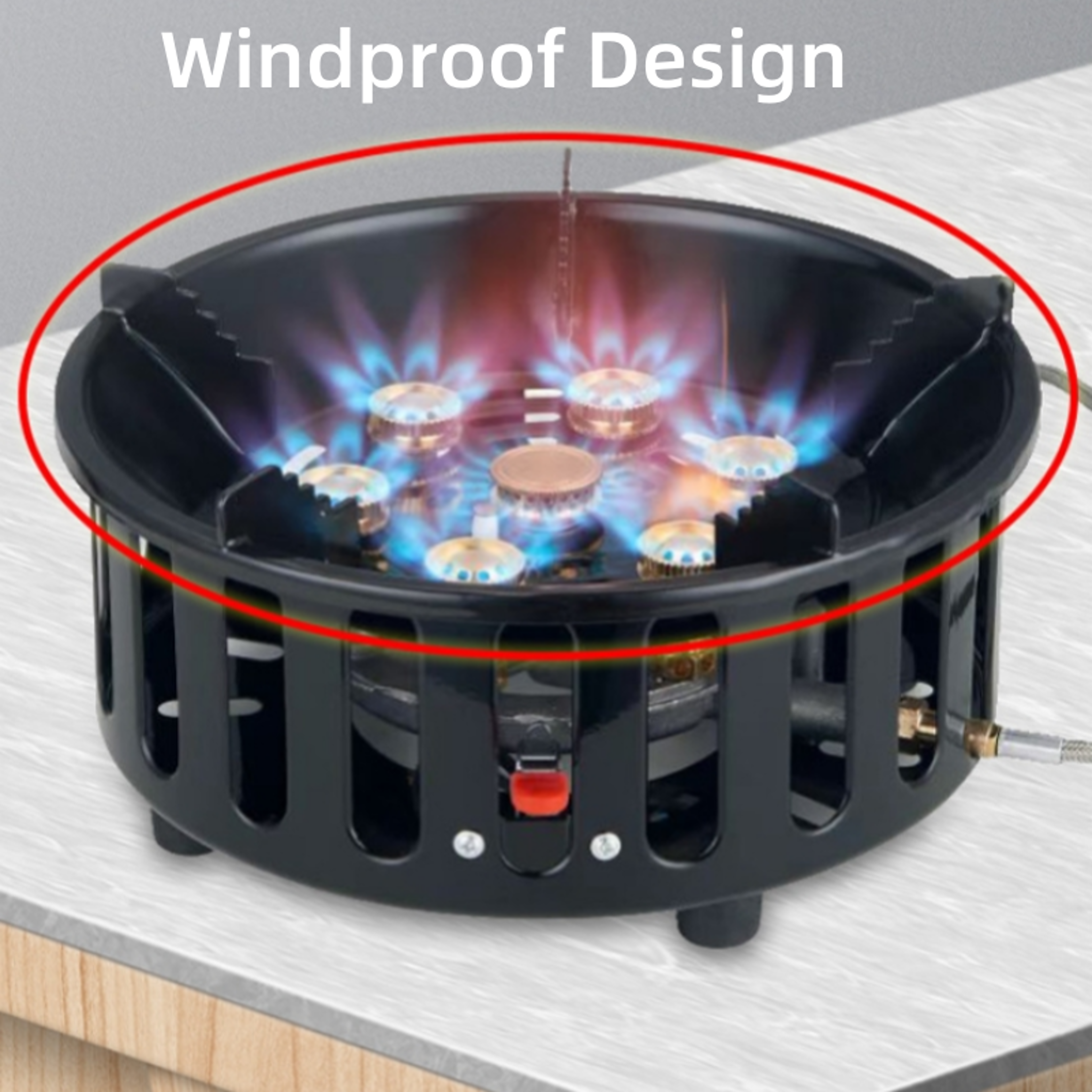 portable high-power camping stove with windproof design and electronic ignition for outdoor adventures