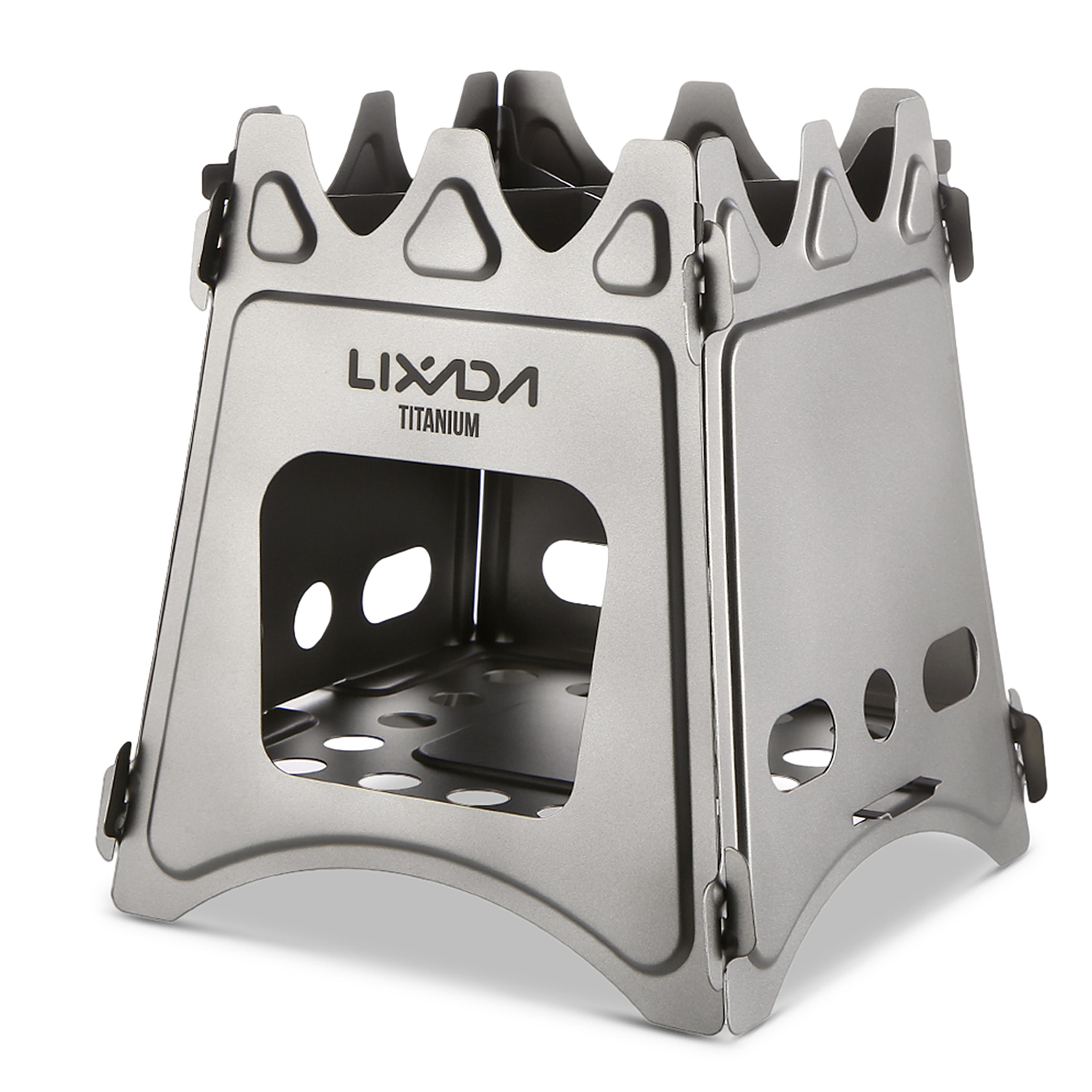 compact folding titanium wood stove portable outdoor camping cooking & picnic wood burner