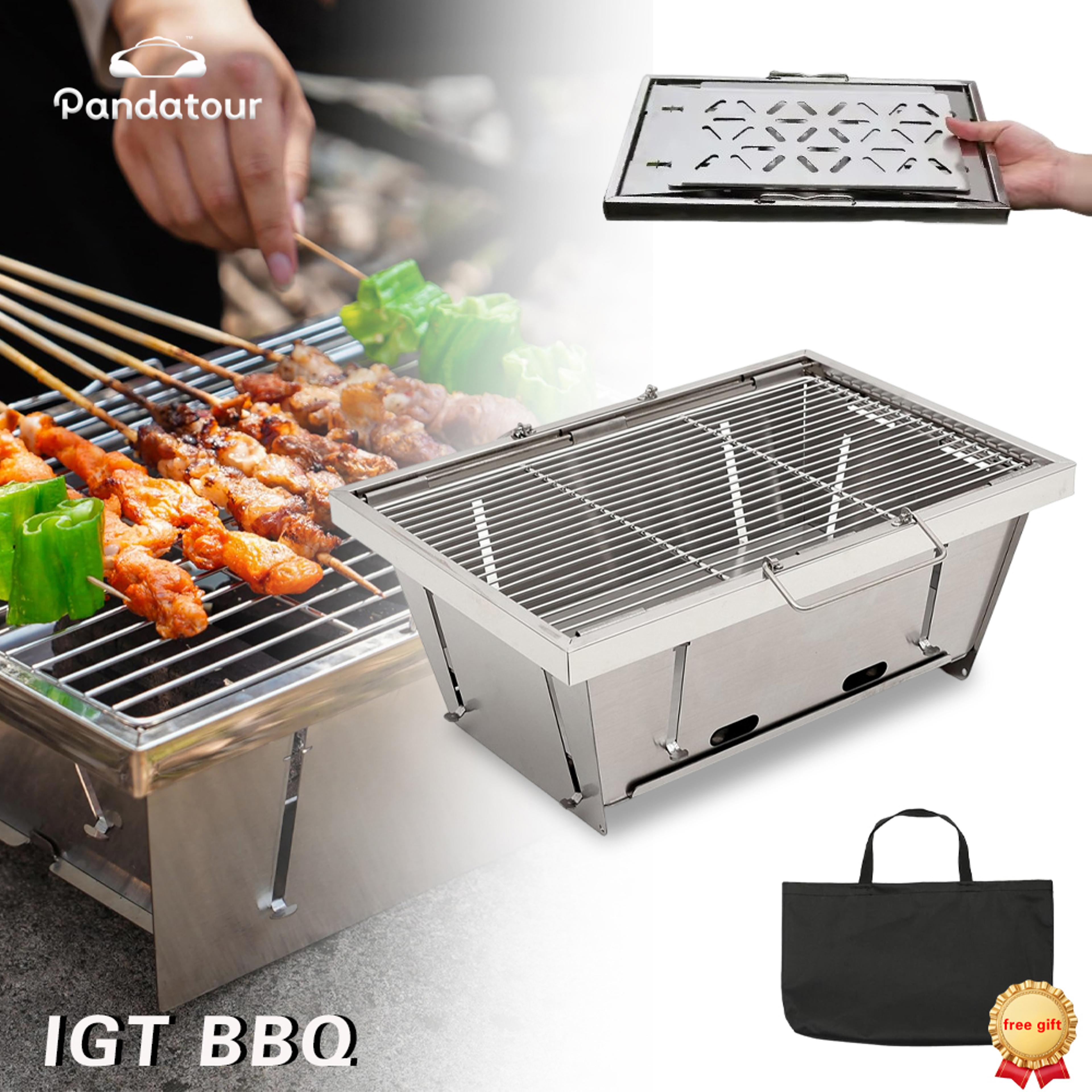 portable stainless steel folding grill stand for outdoor camping and picnic cooking