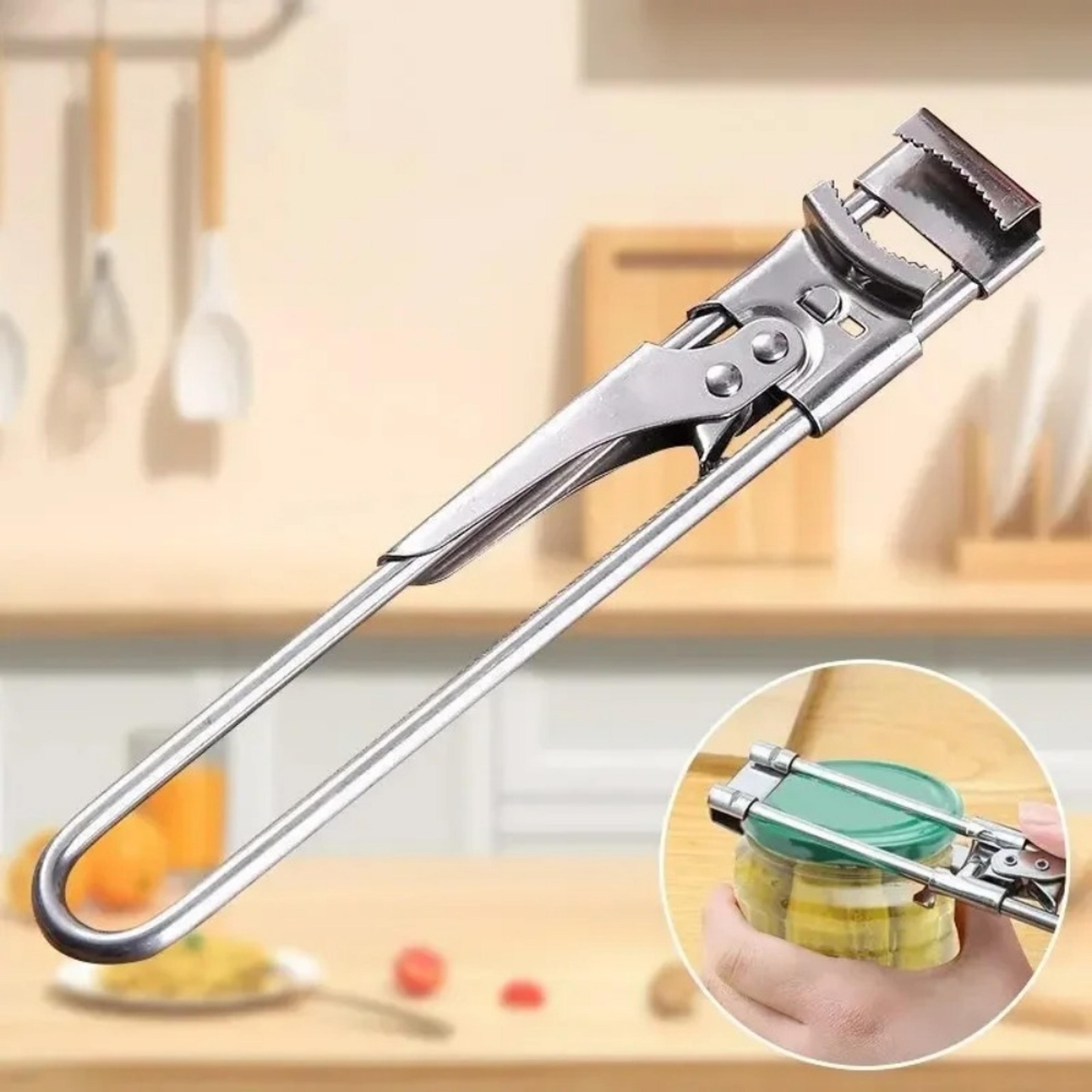 heavy duty stainless steel multi-function can & bottle opener adjustable, easy grip kitchen tool