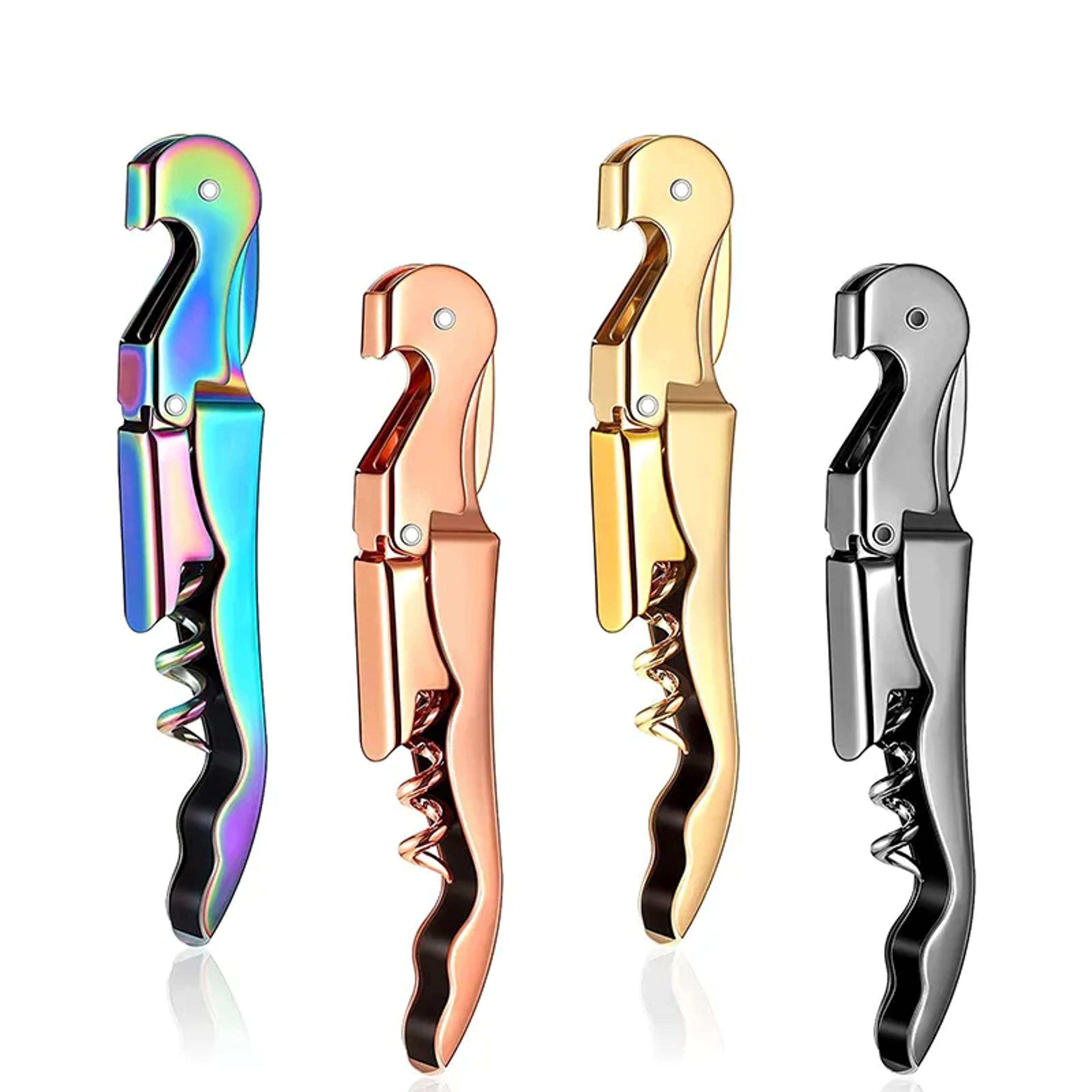 stainless steel wine opener professional double hinge corkscrew for waiters, bartenders, and restaurant staff
