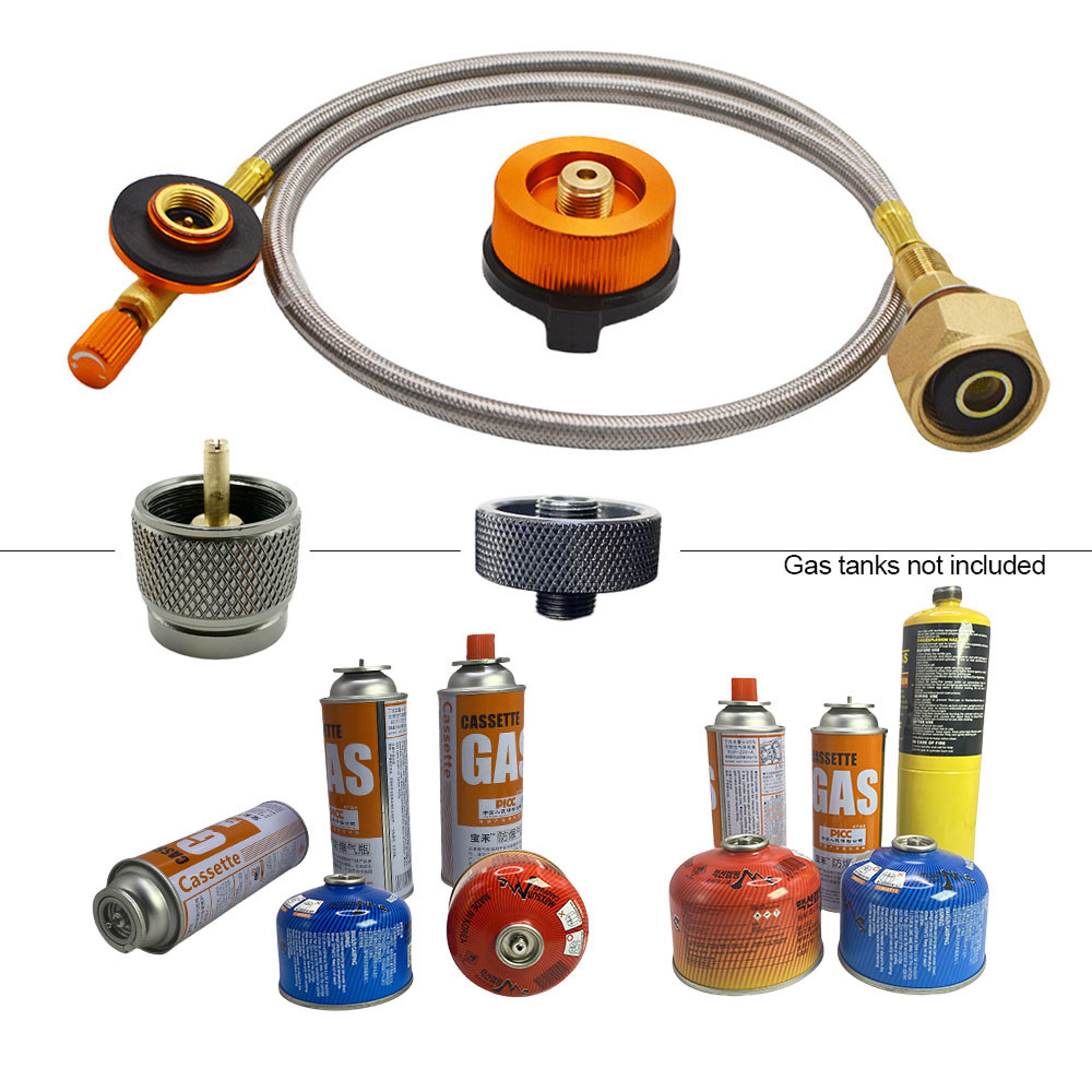 portable camping gas refill adapter, propane tank converter valve for outdoor stove fuel transfer