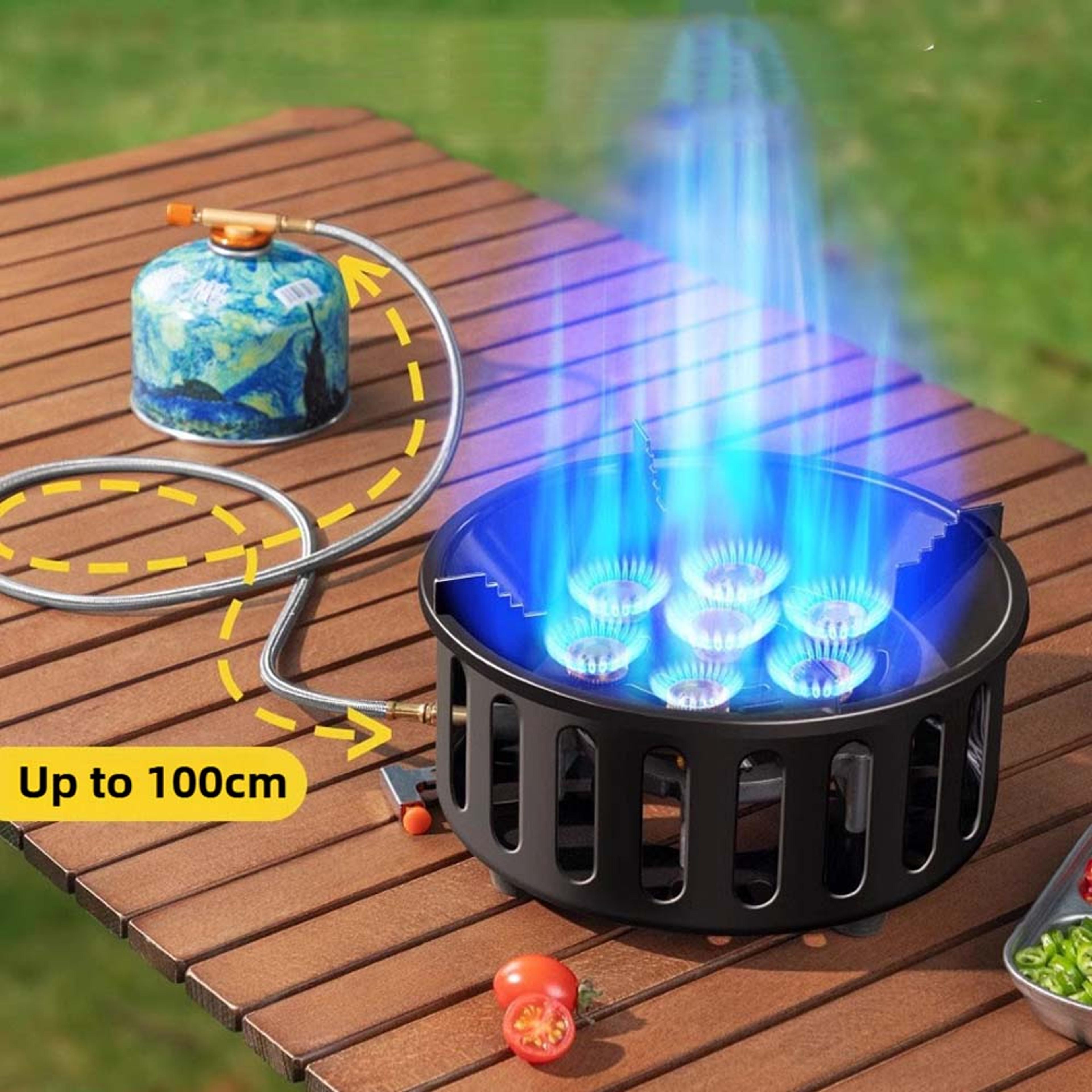 portable core high-power camping stove with windproof gas burner