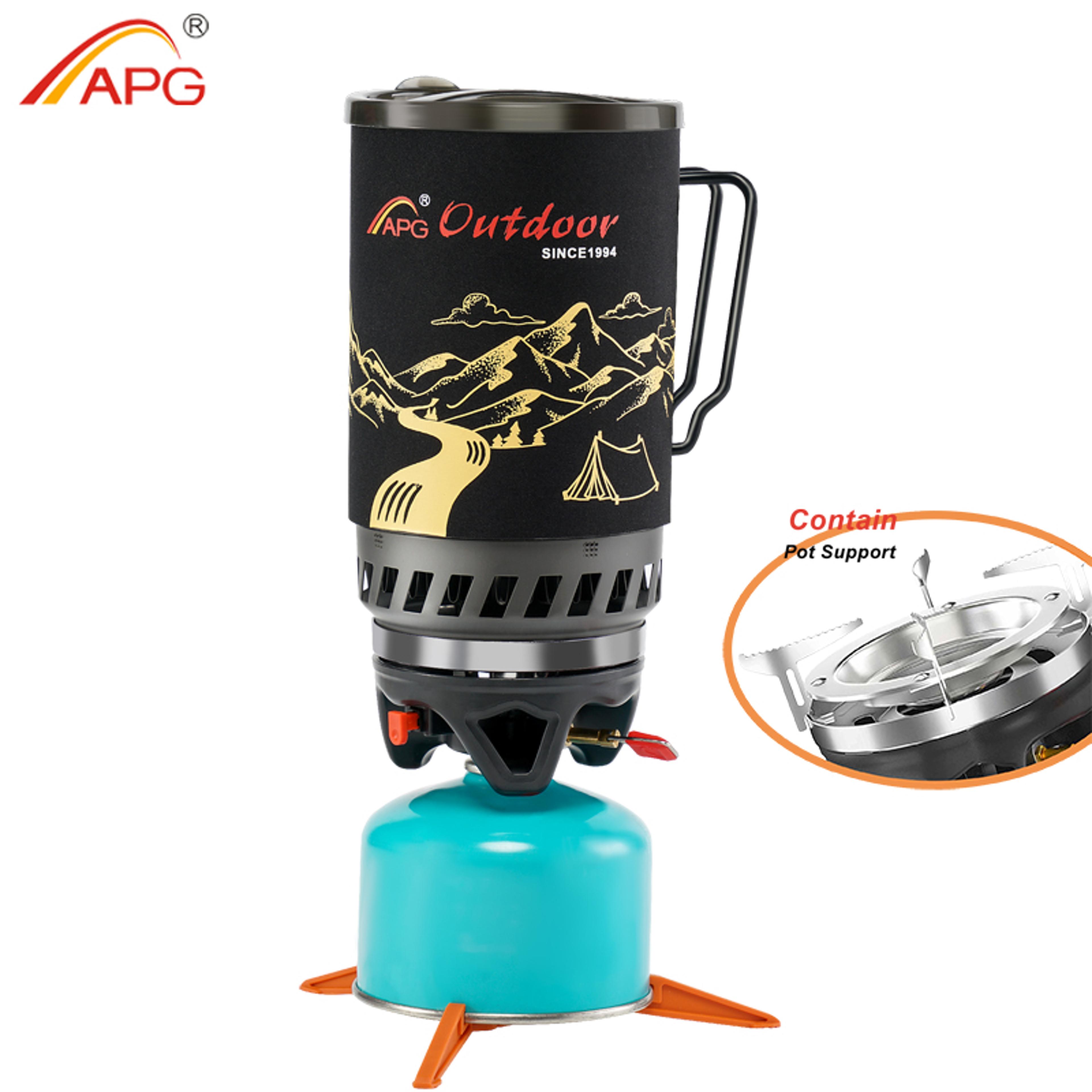 portable outdoor cooking system with propane stove and heat exchanger pot