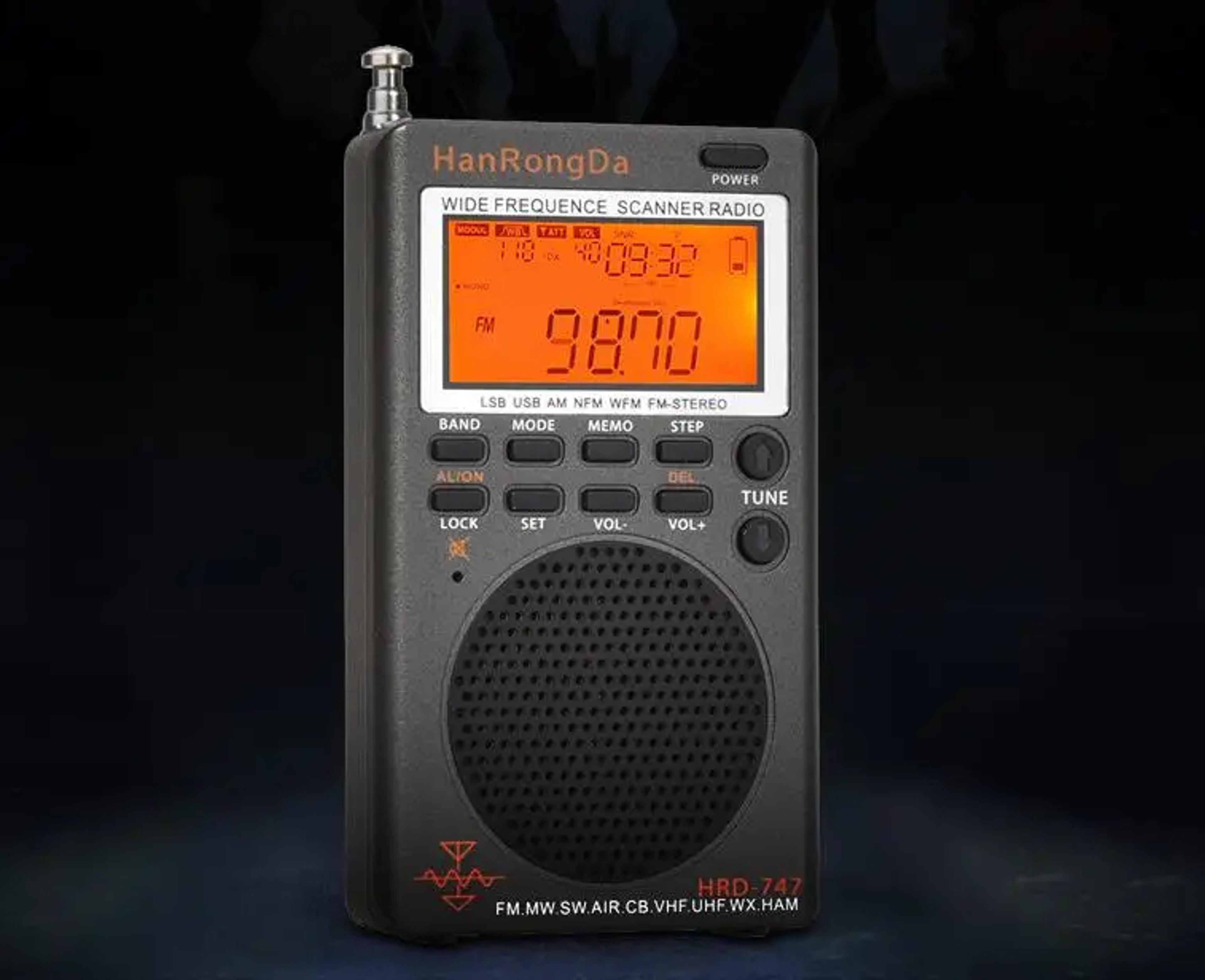 hrd full band portable radio receiver with ssb shortwave and airband scanner