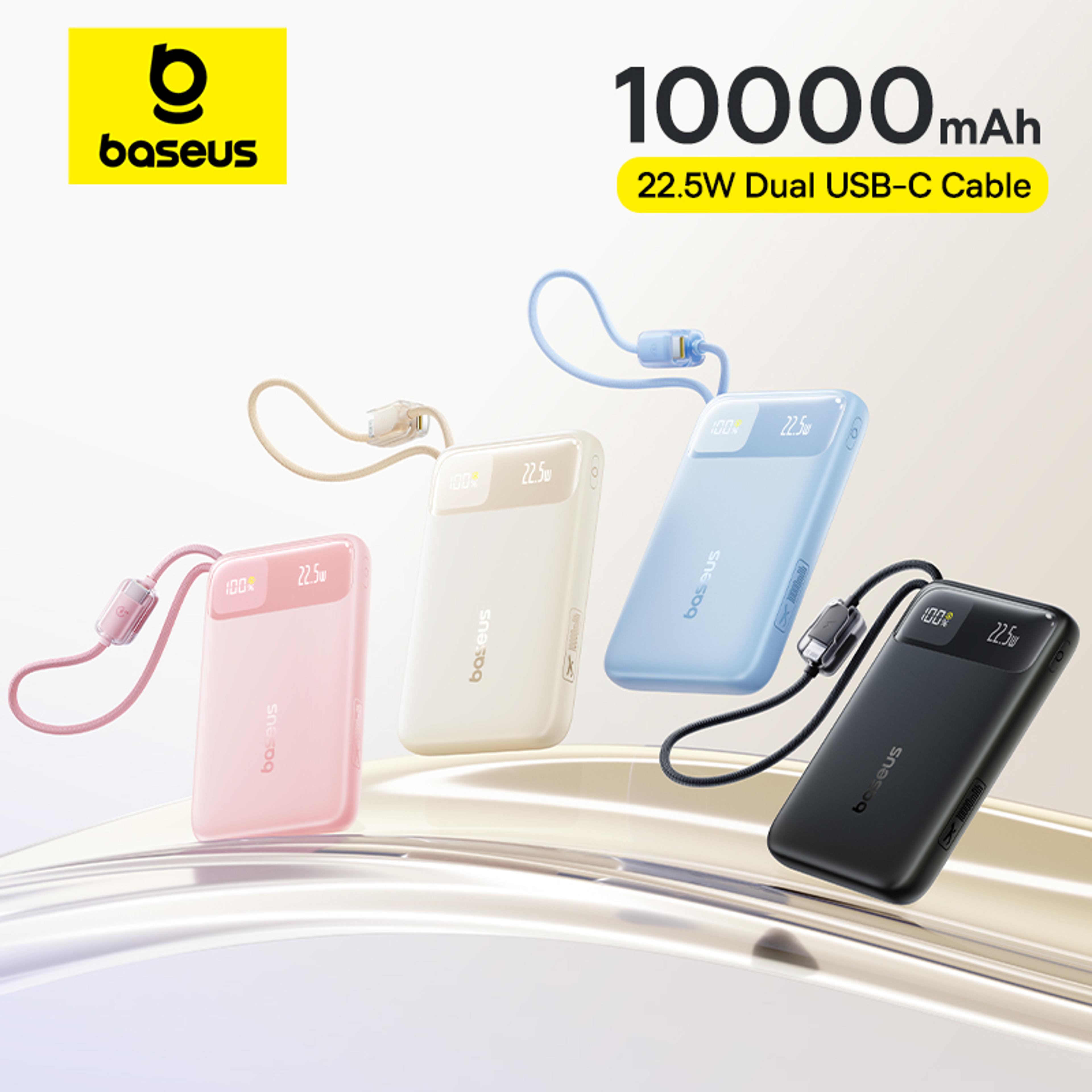 ultra slim power bank with fast charging & built in usb c cable