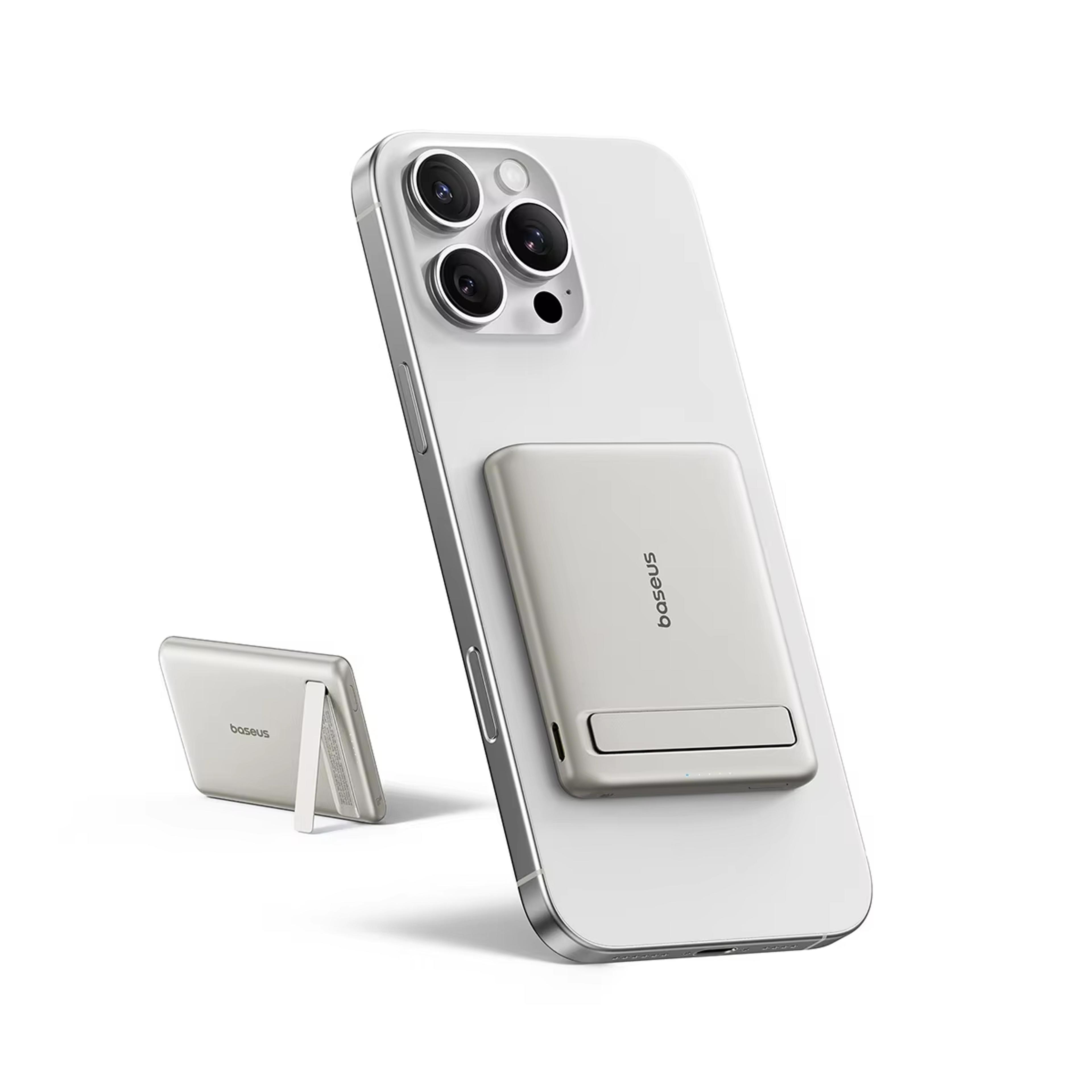 magnetic wireless fast charging power bank with kickstand & pd portable charger