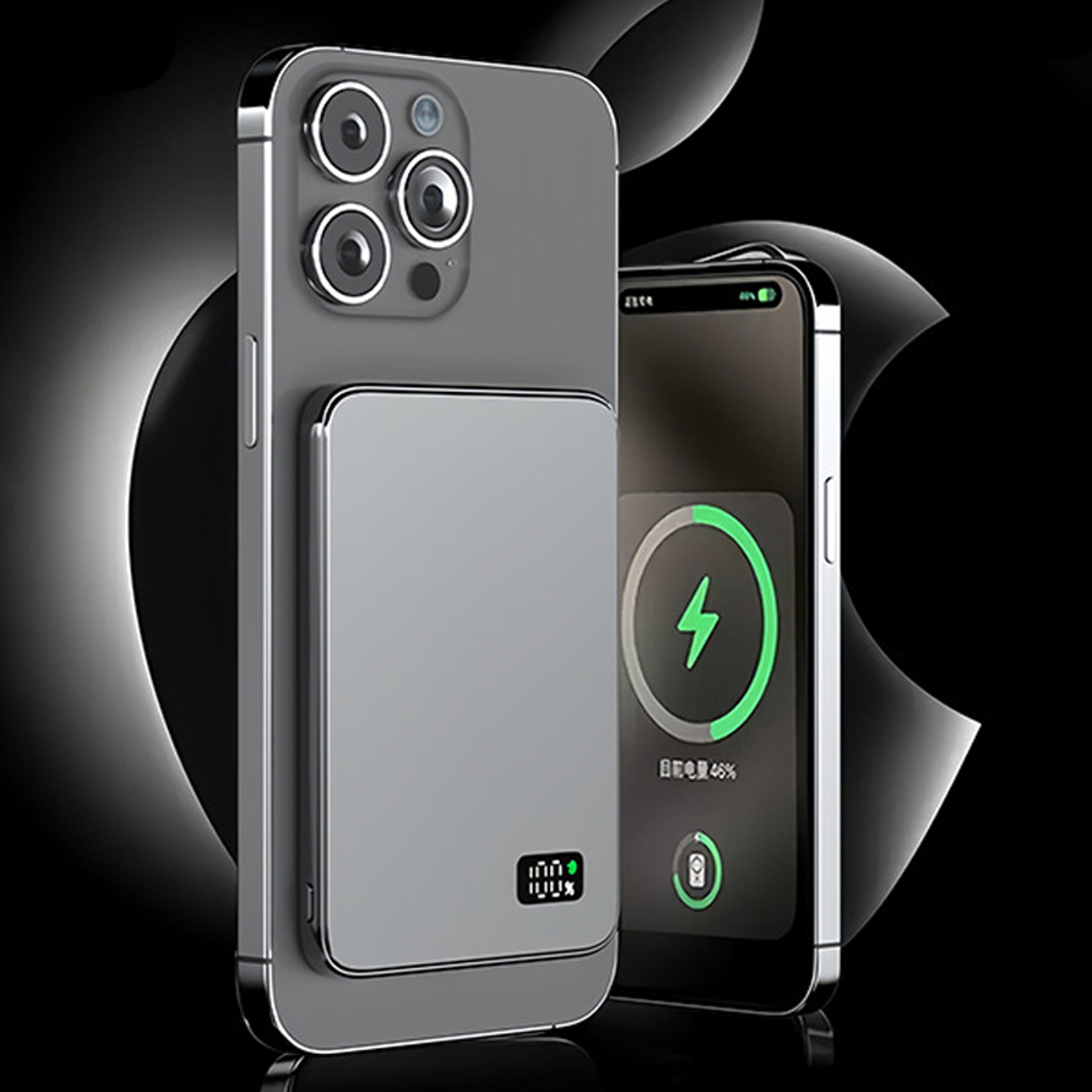 ultra-thin wireless power bank with led display