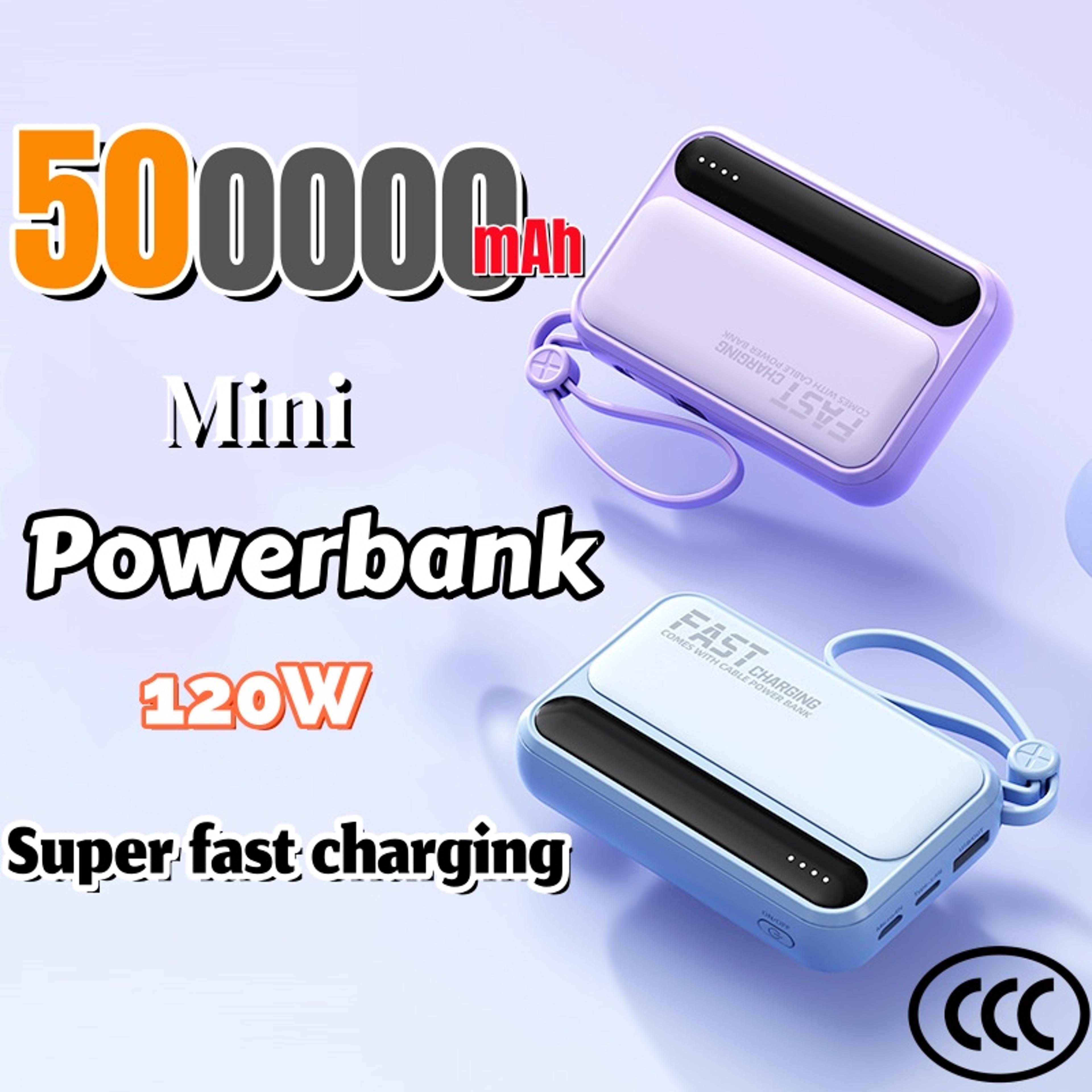 ultimate large capacity power bank with built in cables & digital display portable charger