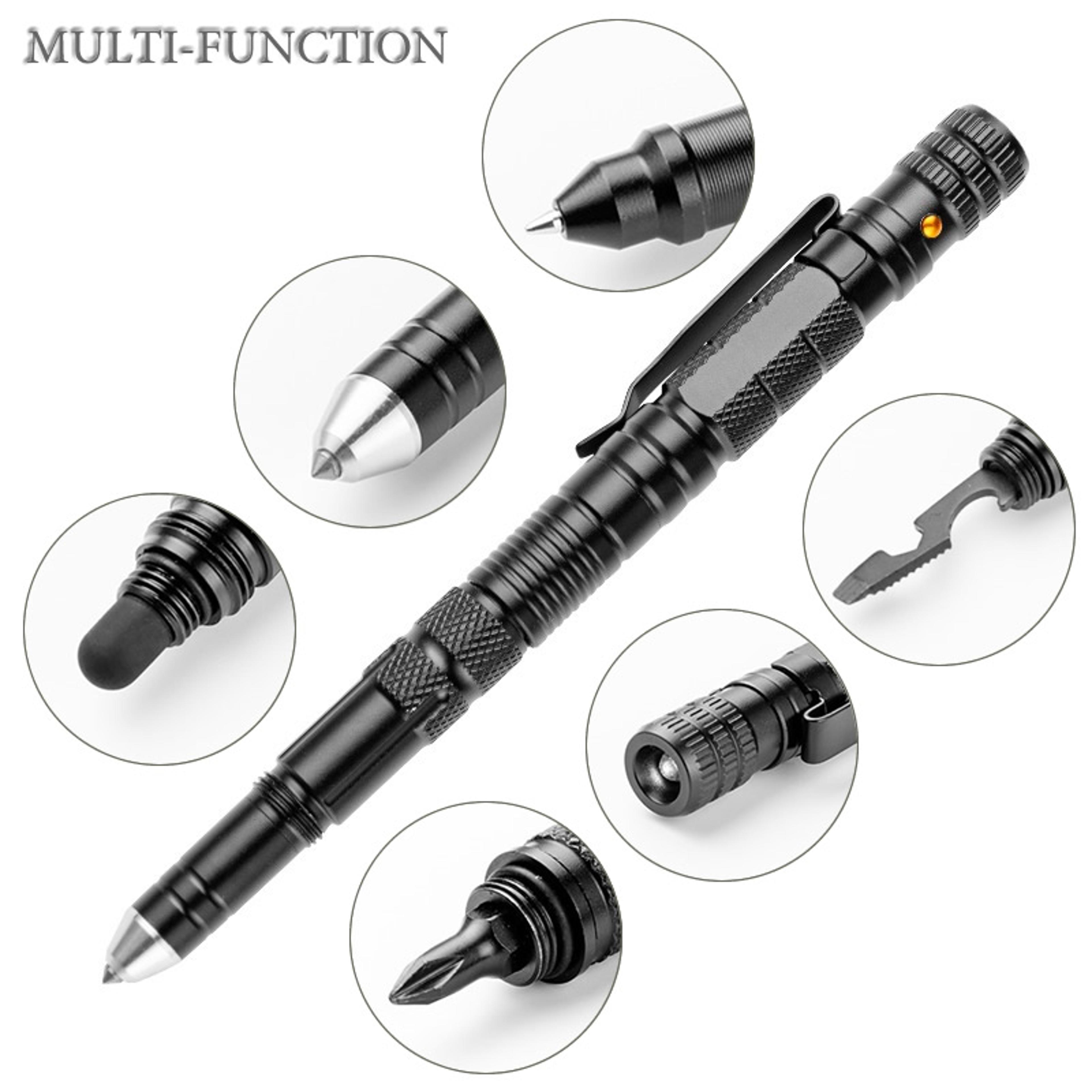 premium multi tool tactical pen with flashlight & survival features emergency edc survival tool