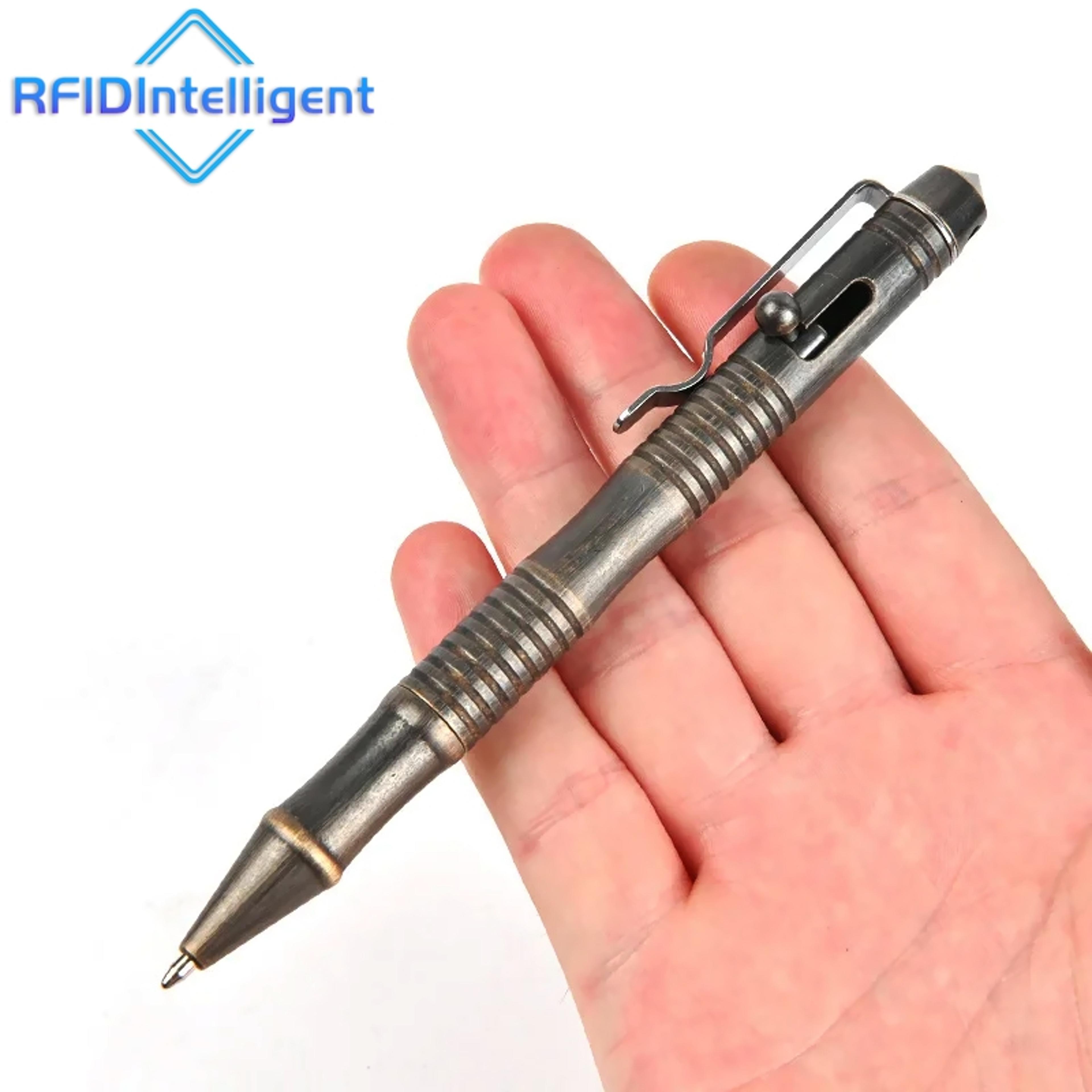 brass tactical self defense pen with window breaker & survival tools
