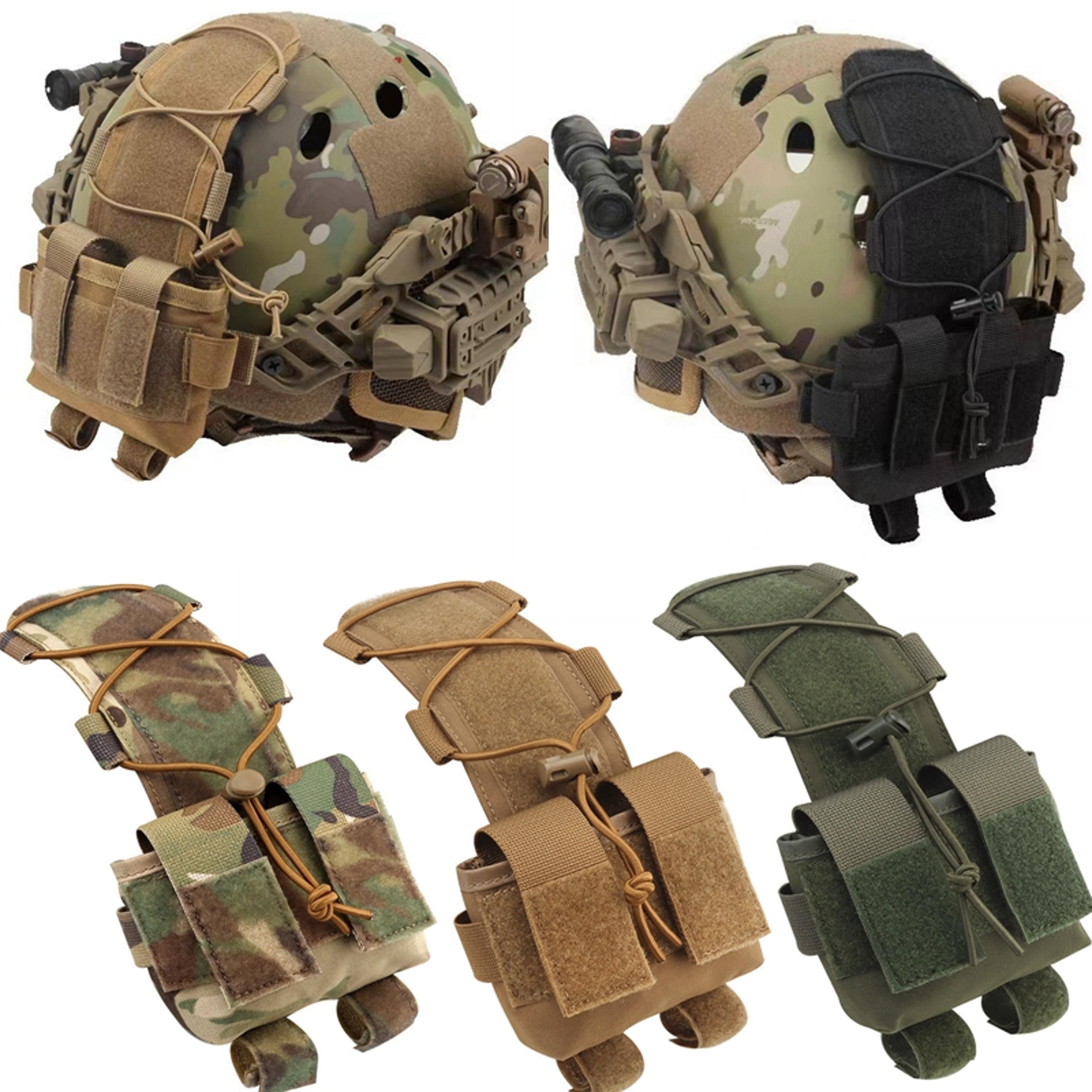 tactical helmet counterweight pouch with battery storage for fast helmet gear