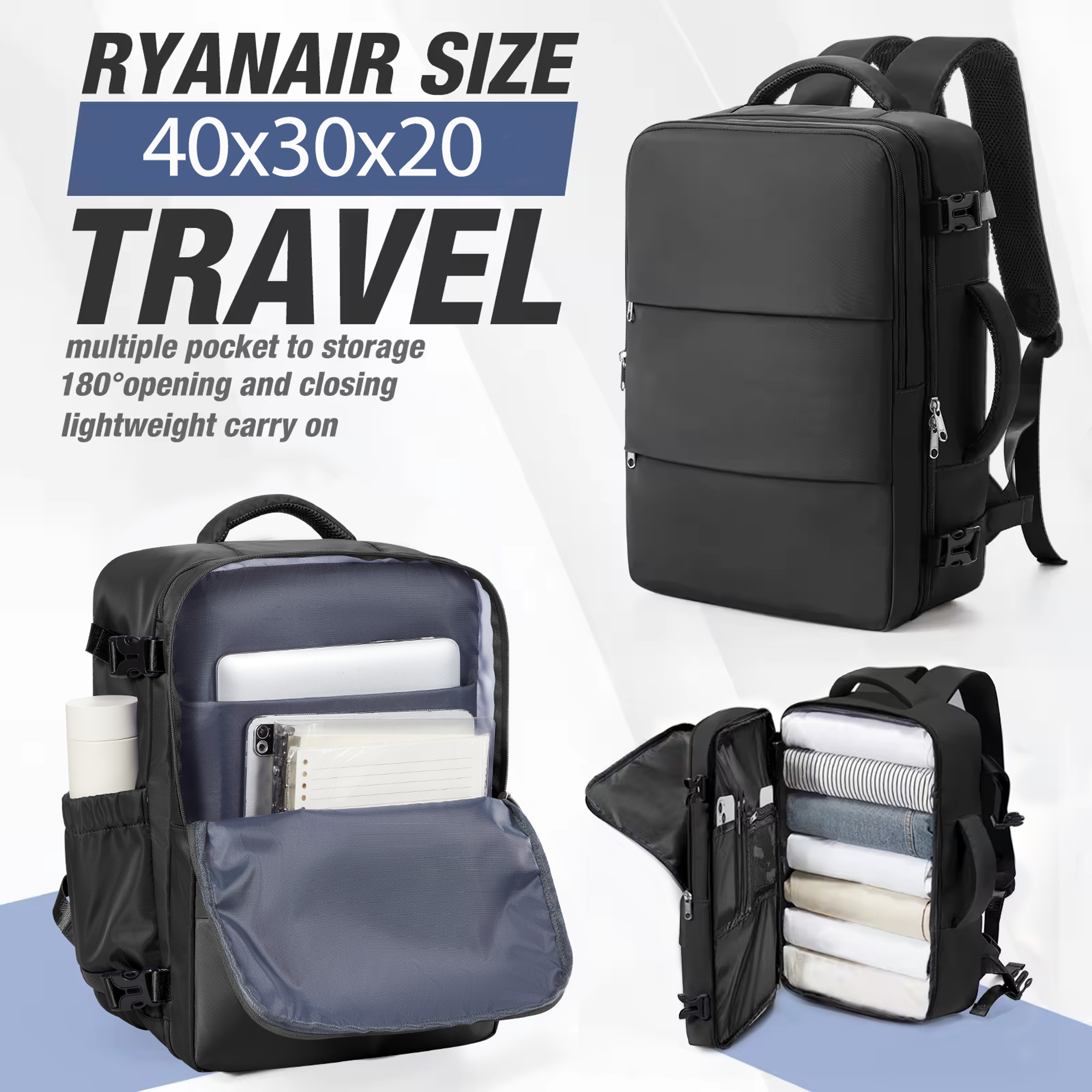 expandable travel backpack with laptop compartment airline carry on cabin bag