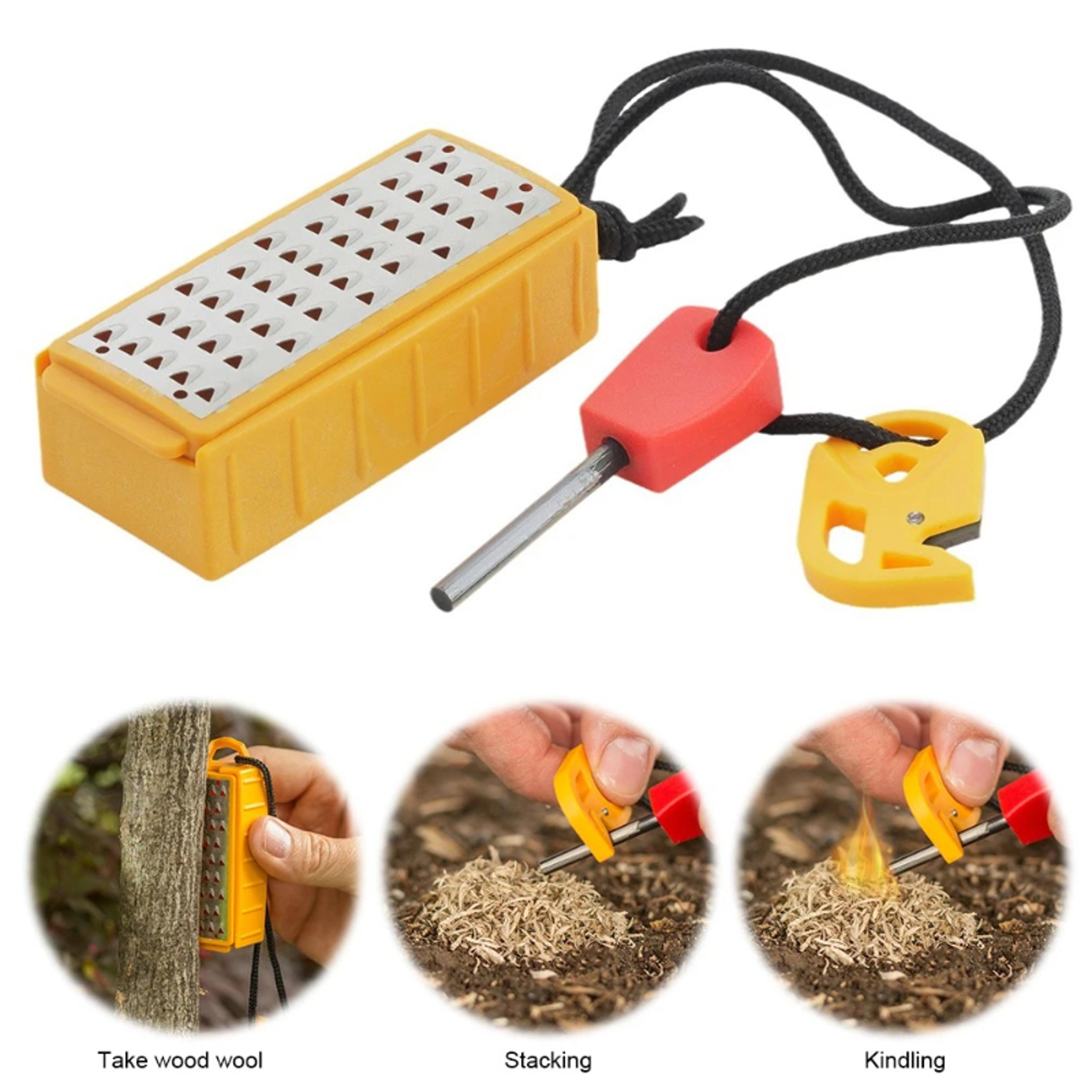 portable outdoor fire starter & tinder maker survival tool