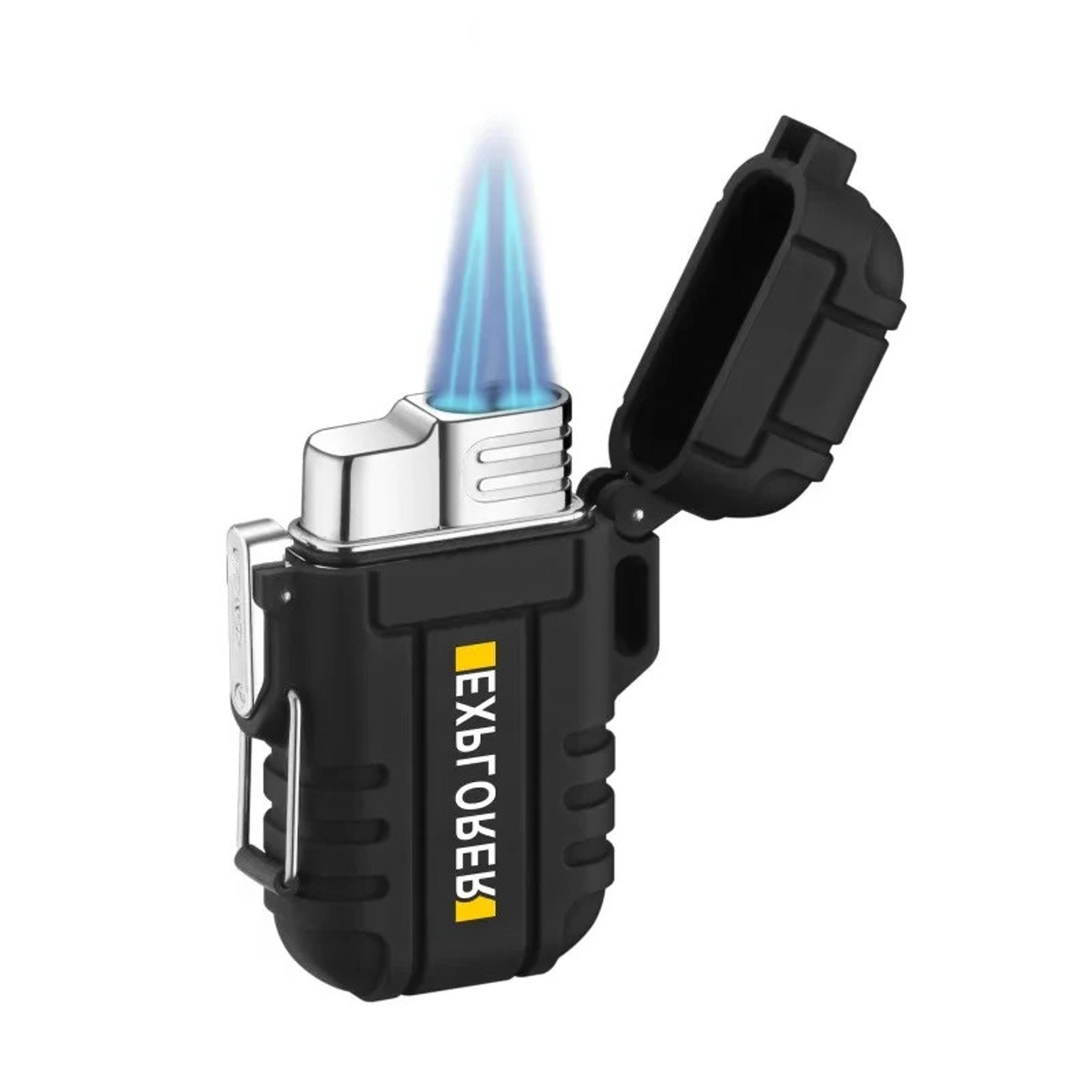 premium outdoor waterproof blue flame jet lighter with lanyard butane turbo torch