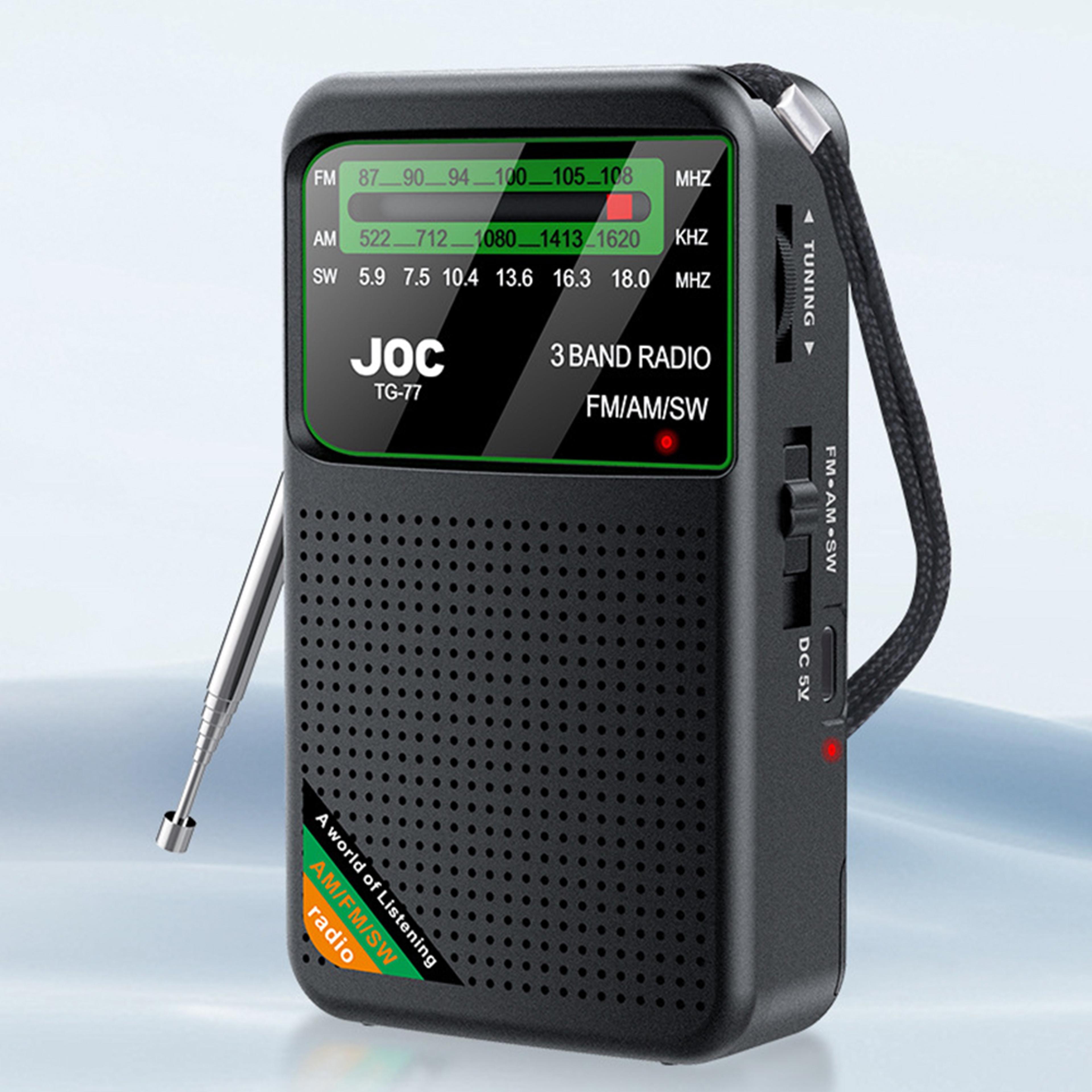 portable fm am sw radio with type c rechargeable battery and hd display for seniors & travel