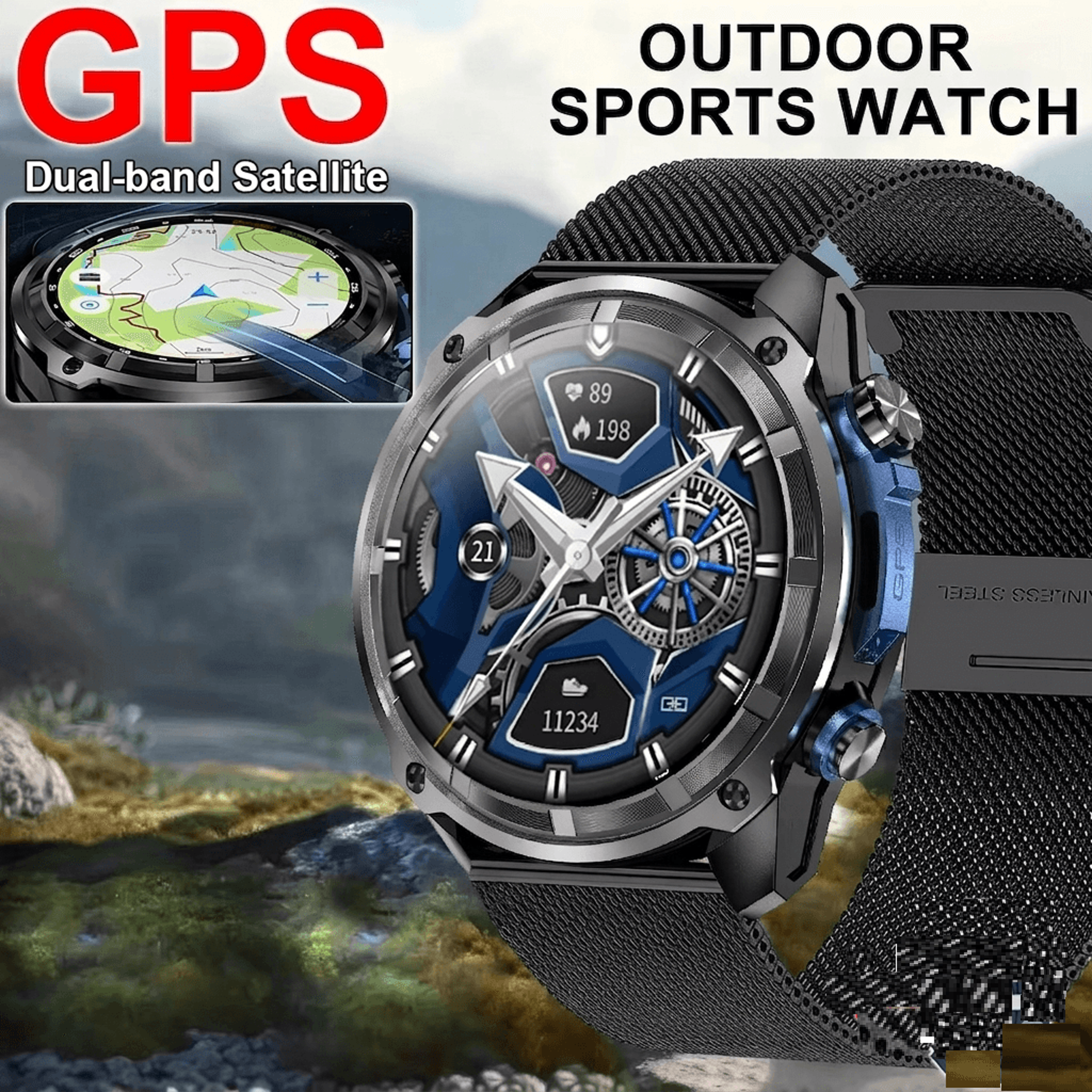 tactical gps smartwatch with offline maps waterproof military outdoor watch