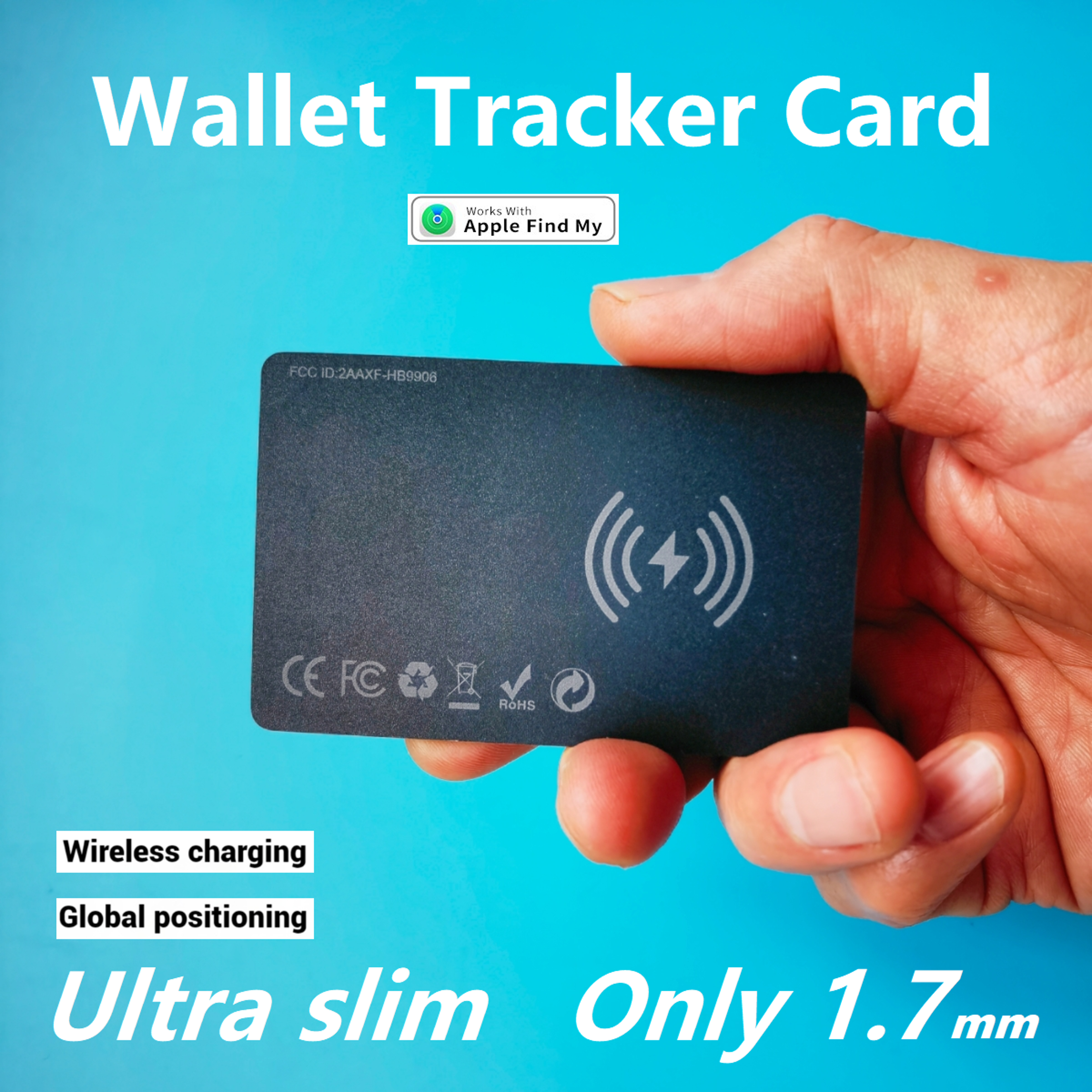 ultra slim smart wallet tracker card wireless charging gps finder for apple find my
