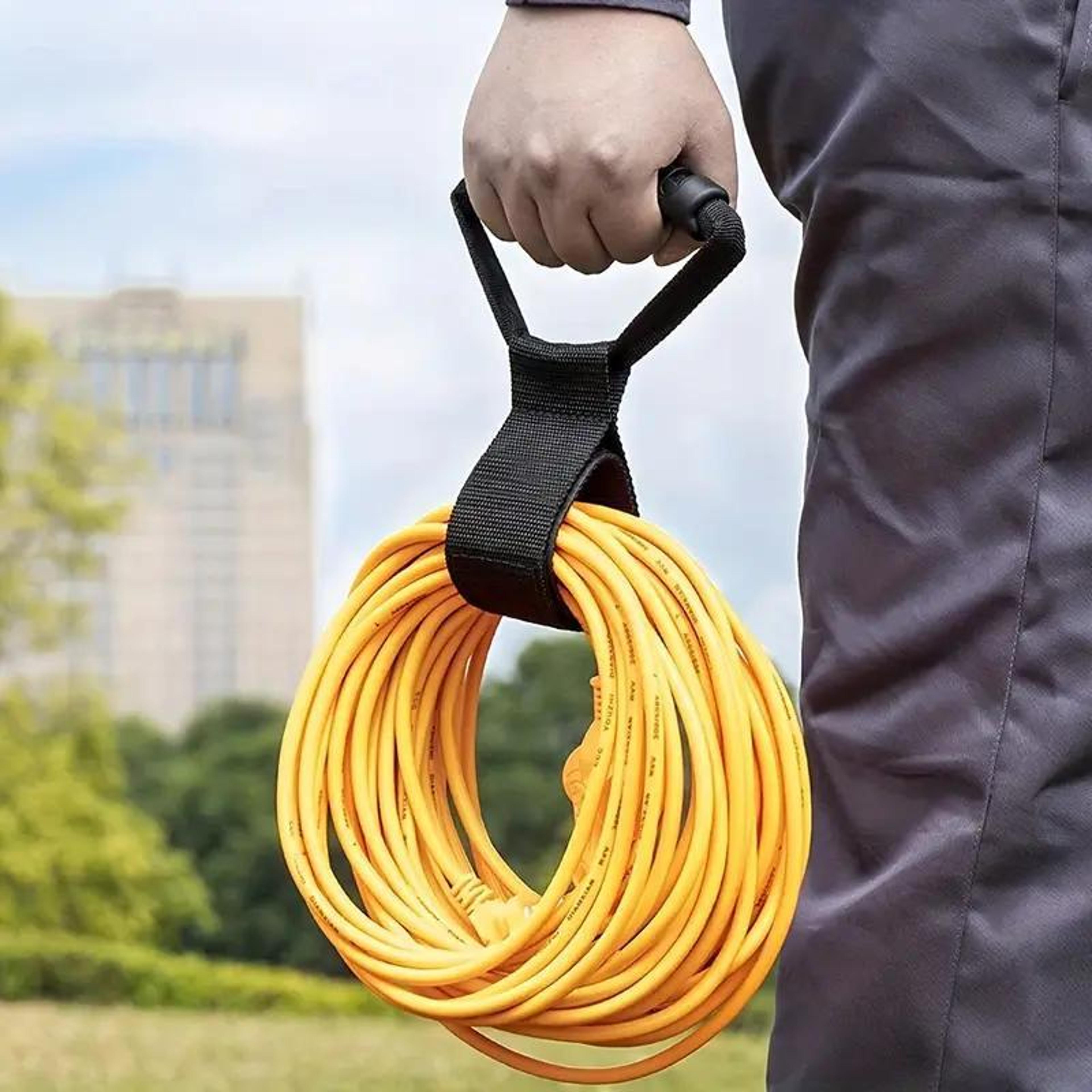 heavy duty extension cord organizer strap with handle for garage rv and cable storage