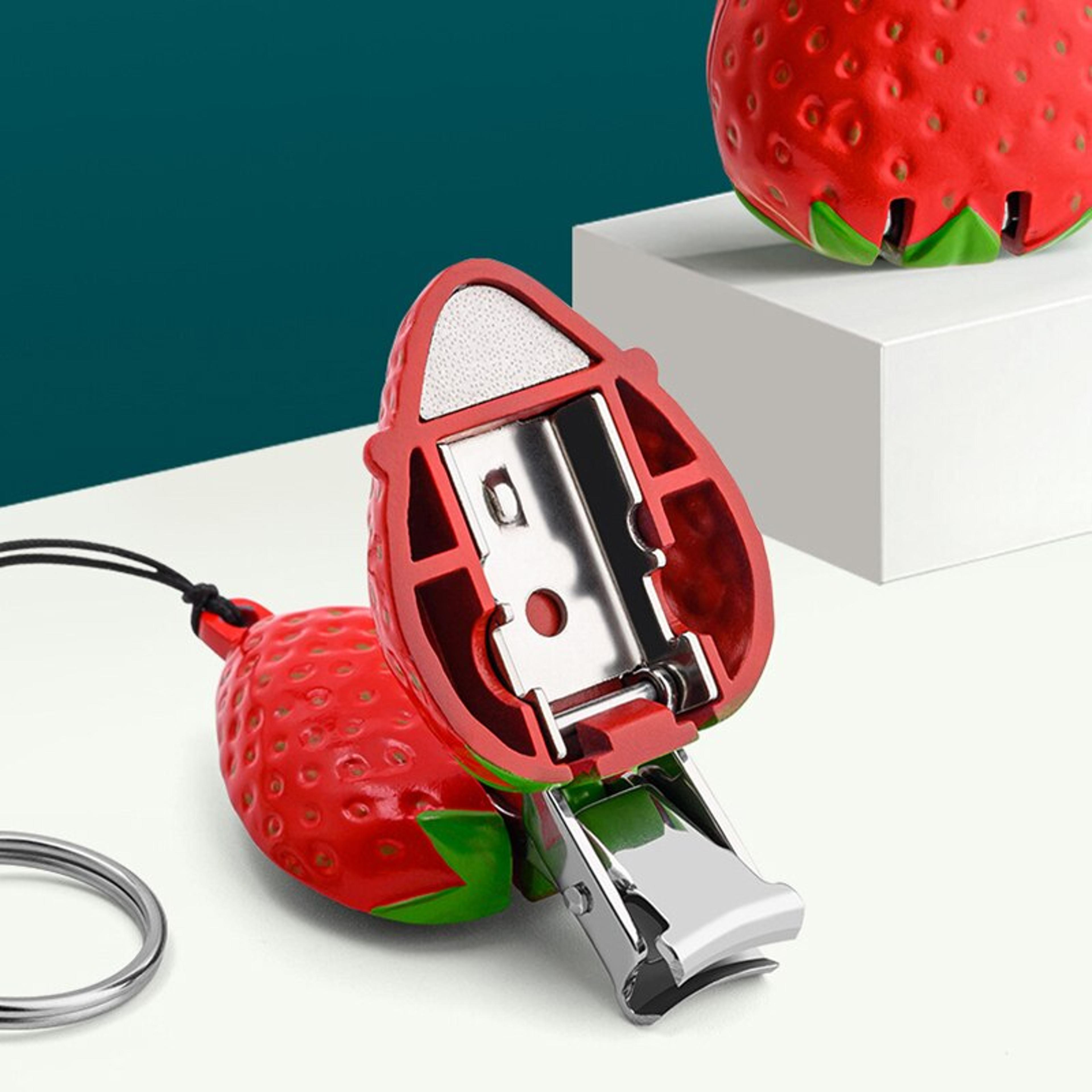 strawberry folding nail clippers portable keychain nail cutter for travel grooming