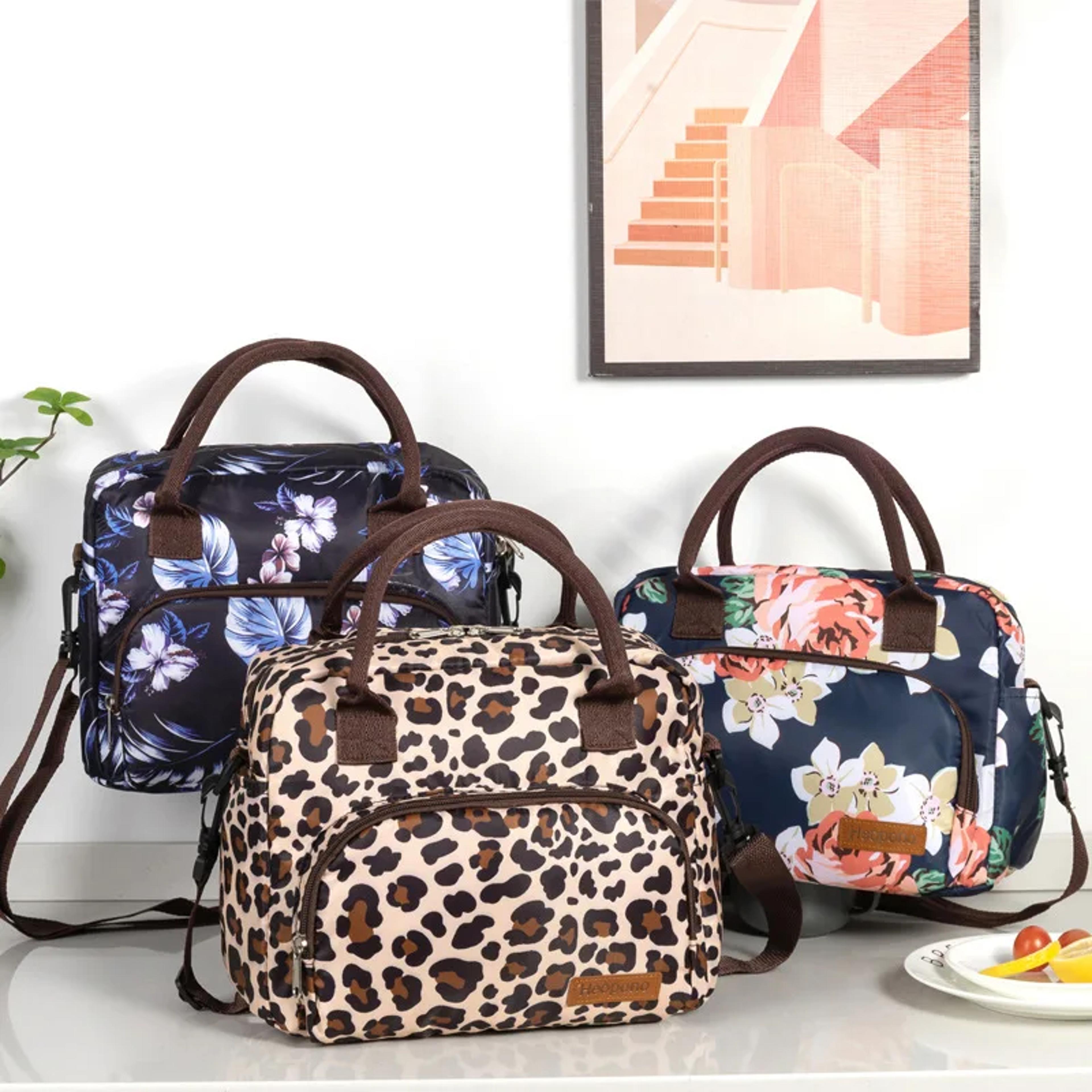 leopard print insulated lunch bag crossbody picnic cooler tote for travel & daily use