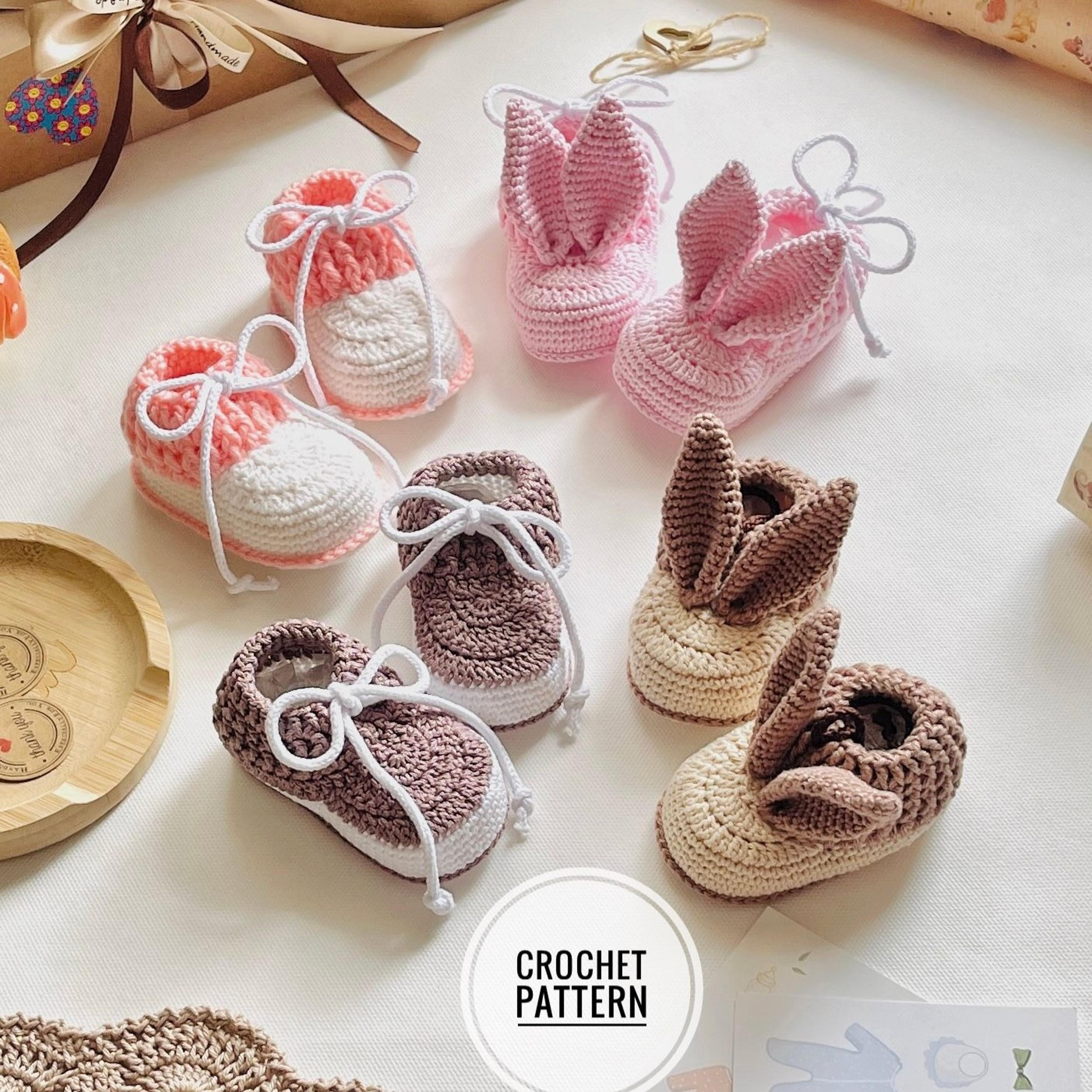 baby bunny shoes with ears bunny crochet pattern booties for boy sneakers tennis moccasins for girl gift newborn diy