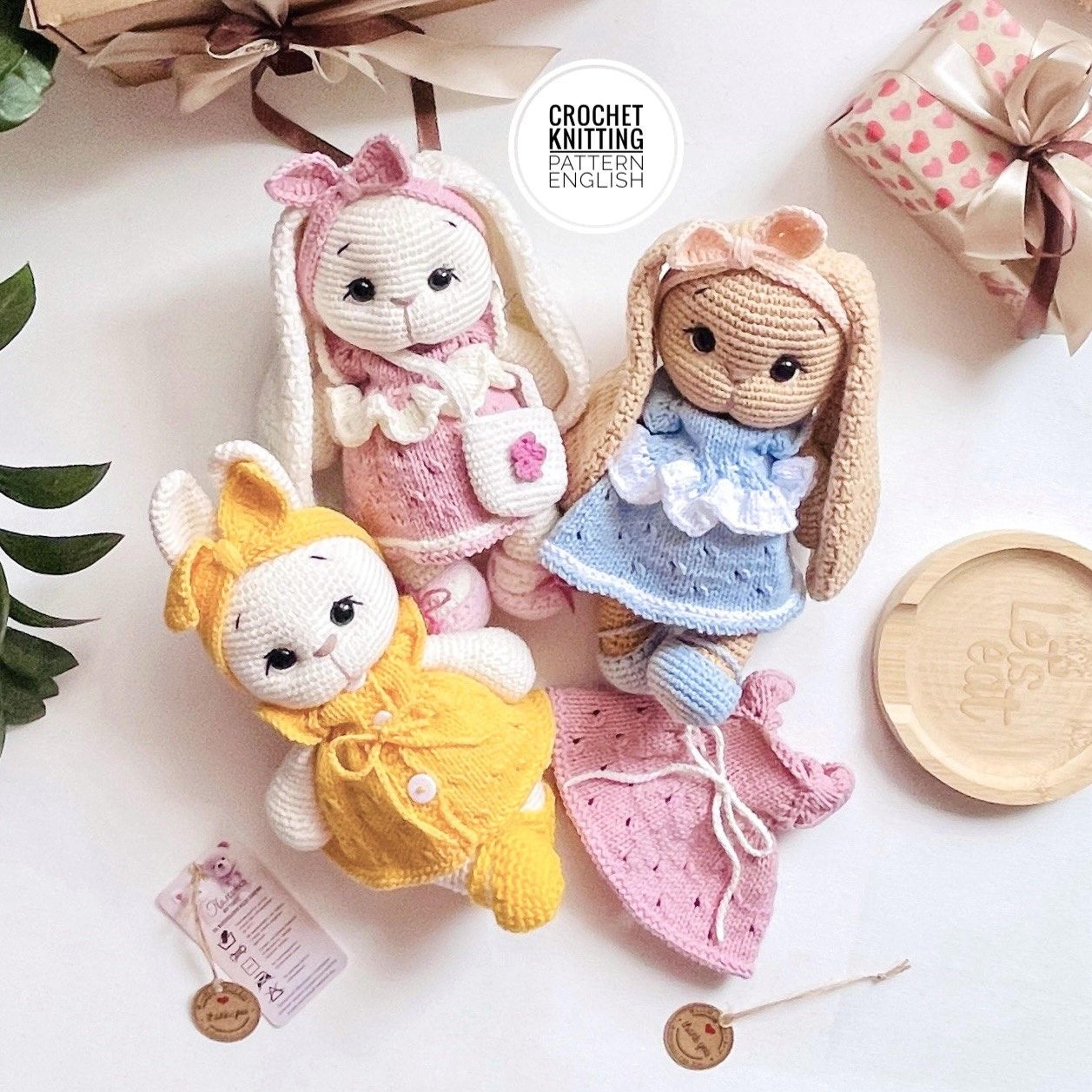 crochet pattern 2 set bunny toy amigurumi knitting dress plush rabbit dress for doll clothes gift handmade