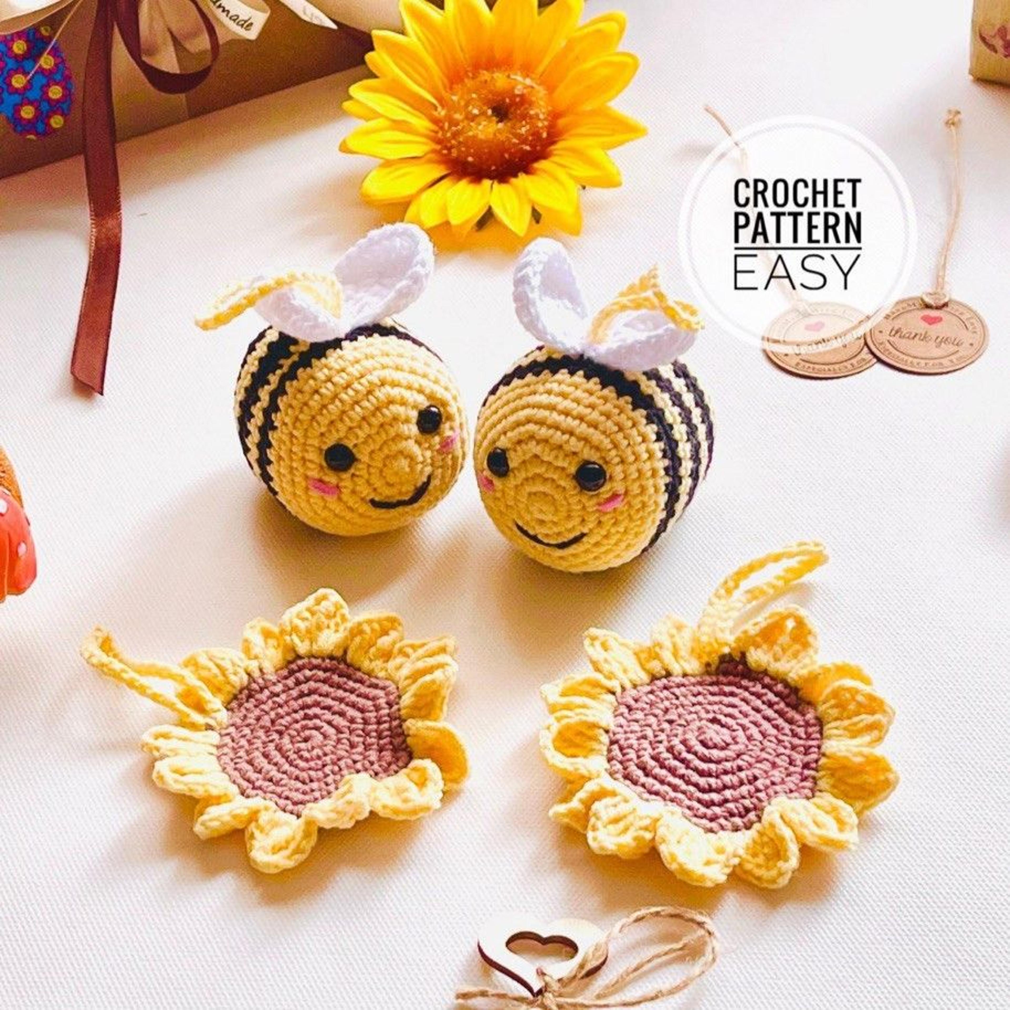 crochet pattern amigurumi bumble bee sunflower toy baby toddlers gift plush animal home decor