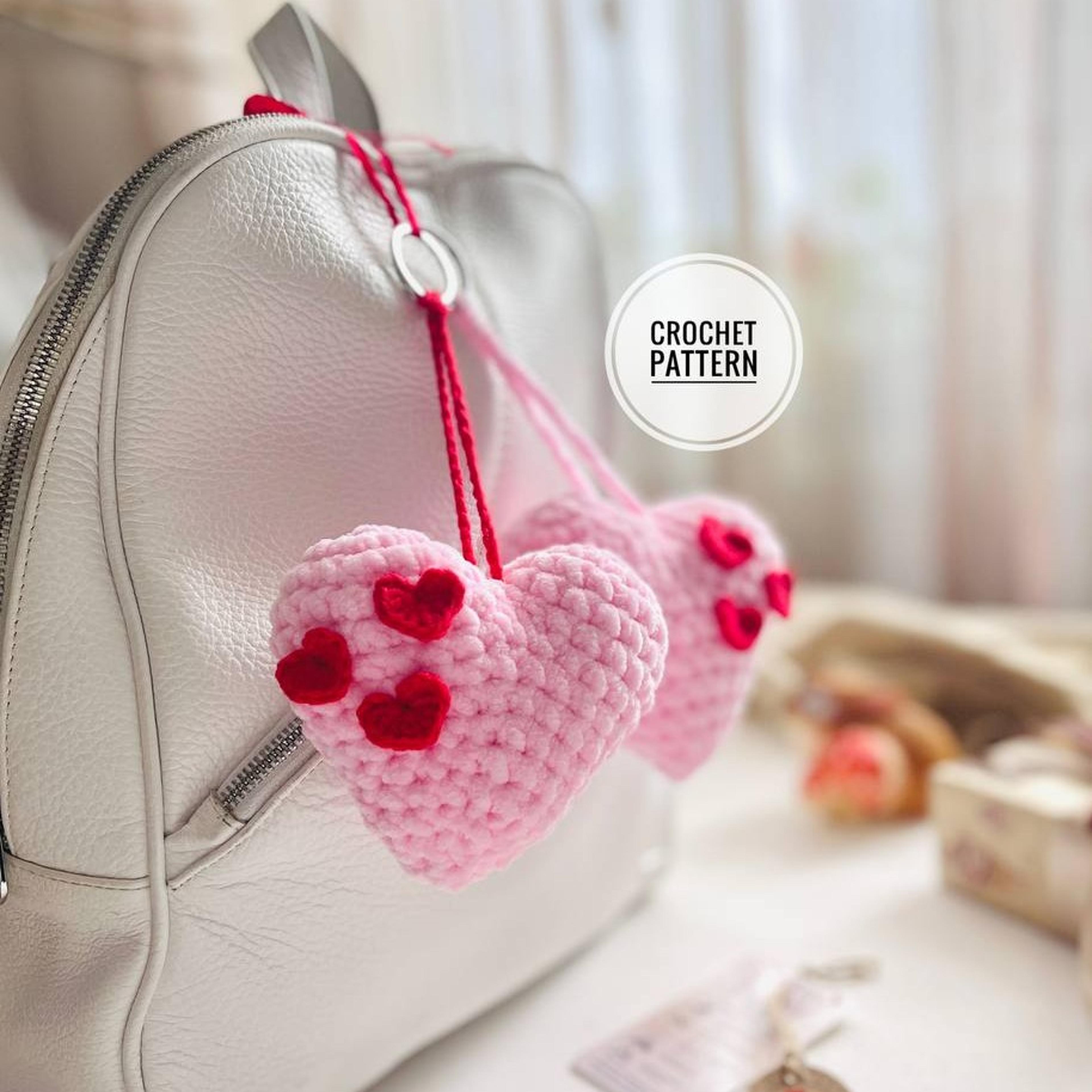 2in1 crochet pattern hearts big plush amigurumi keychine love toy small heart decoration gift valentine's day pdf format