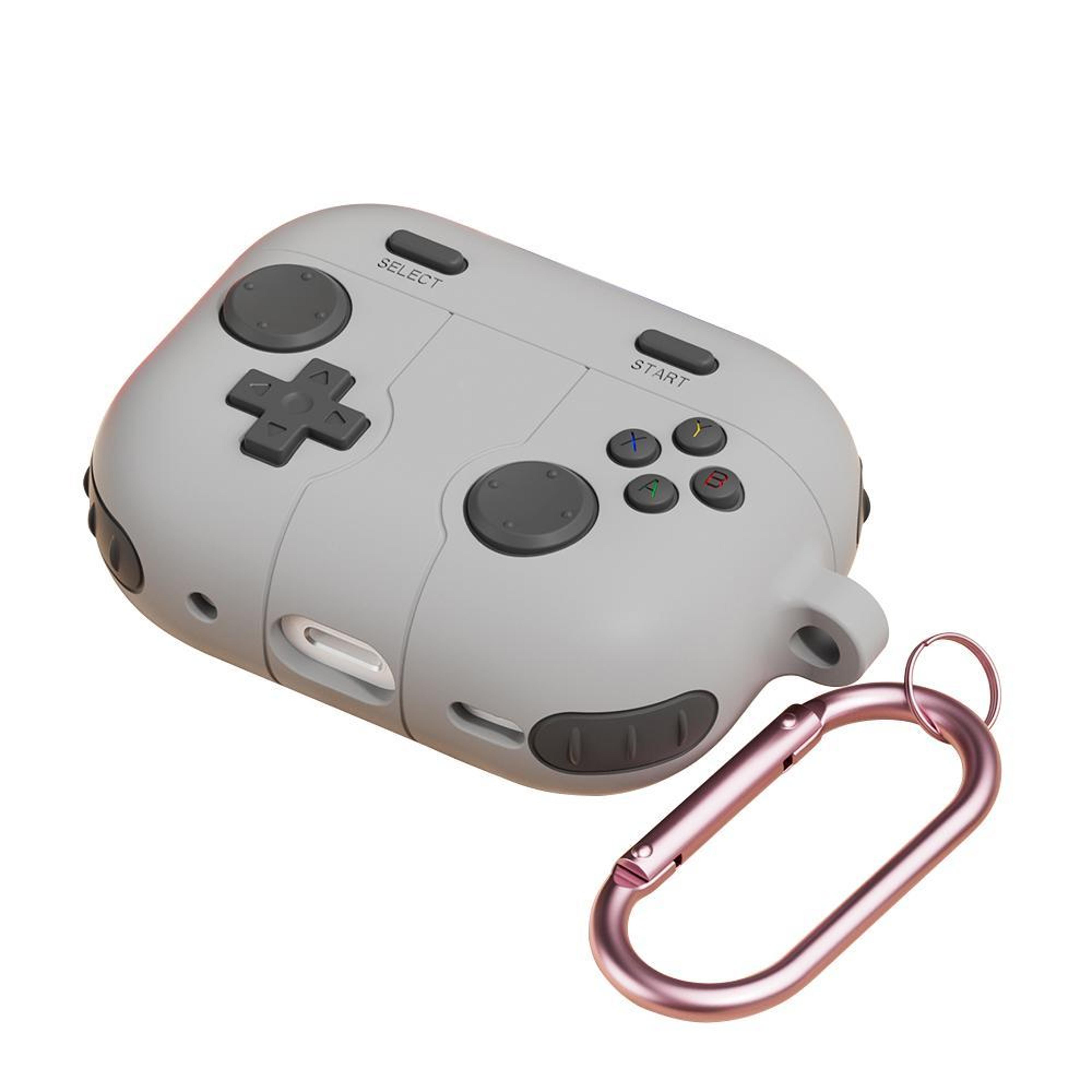 game console style airpods case, silicone airpods protective case with carabiner