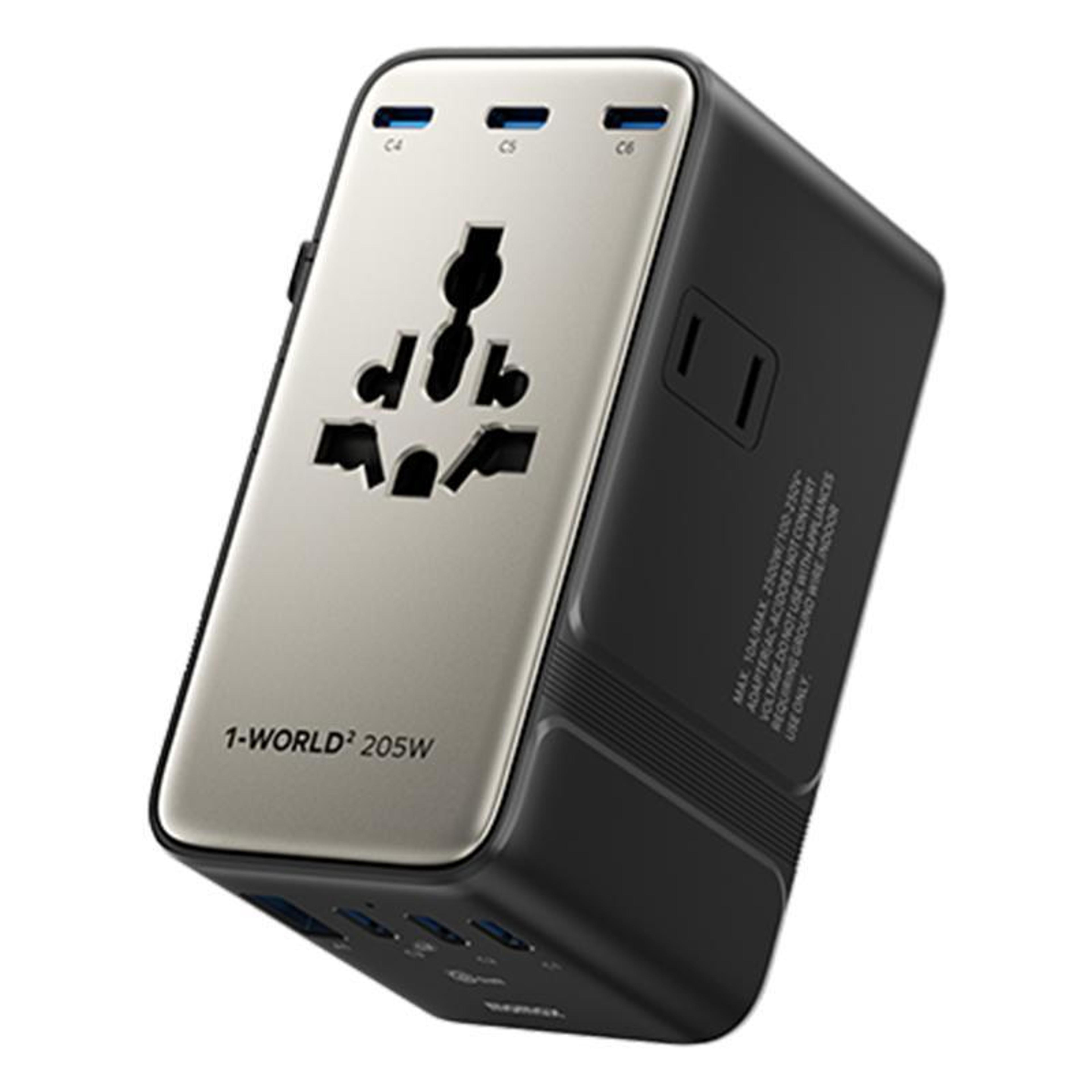 universal travel gan charger 7 port fast charging adapter with dual ac