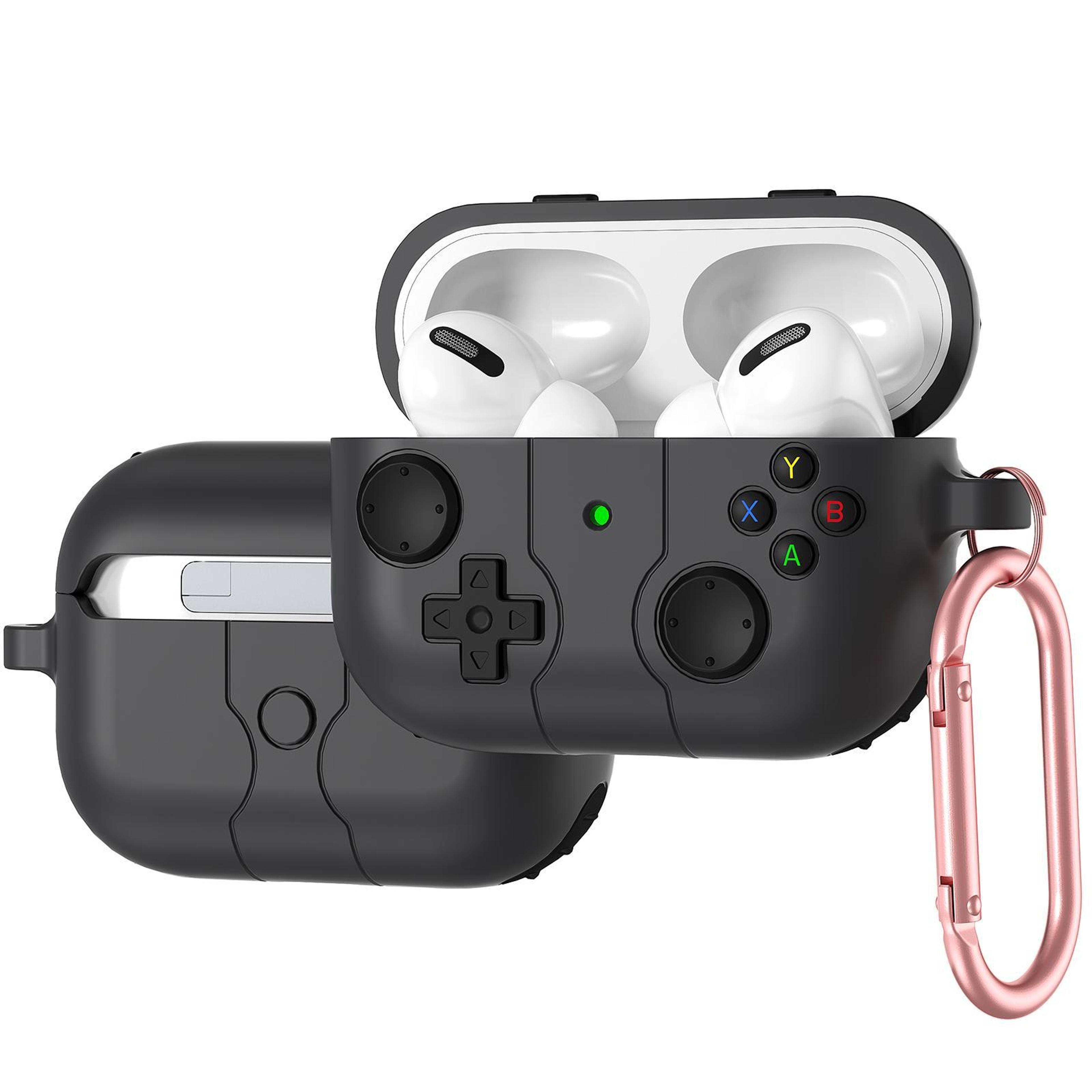 airpods pro game console silicone case with carabiner shockproof protective cover