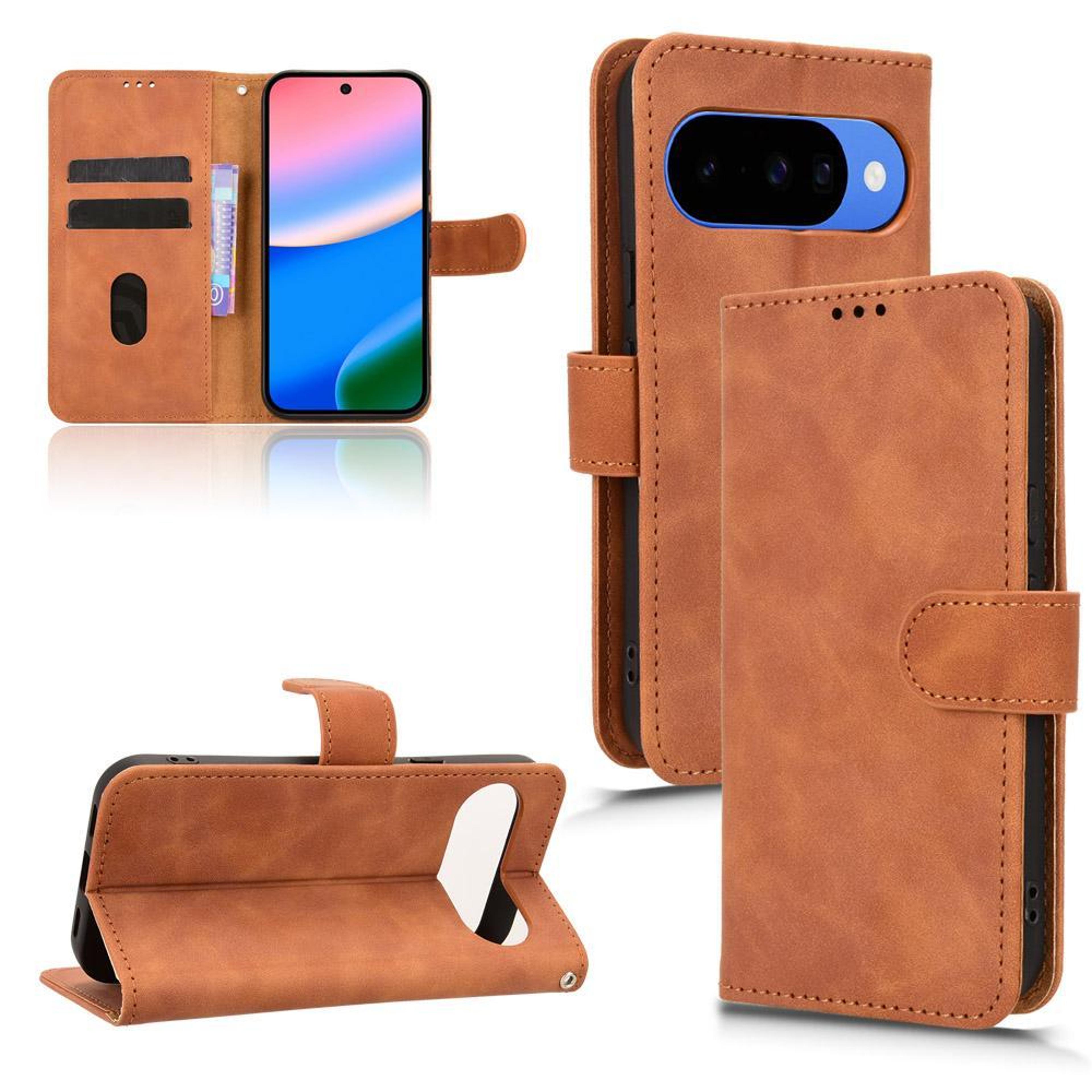 magnetic flip leather wallet case for google pixel skin feel shockproof cover