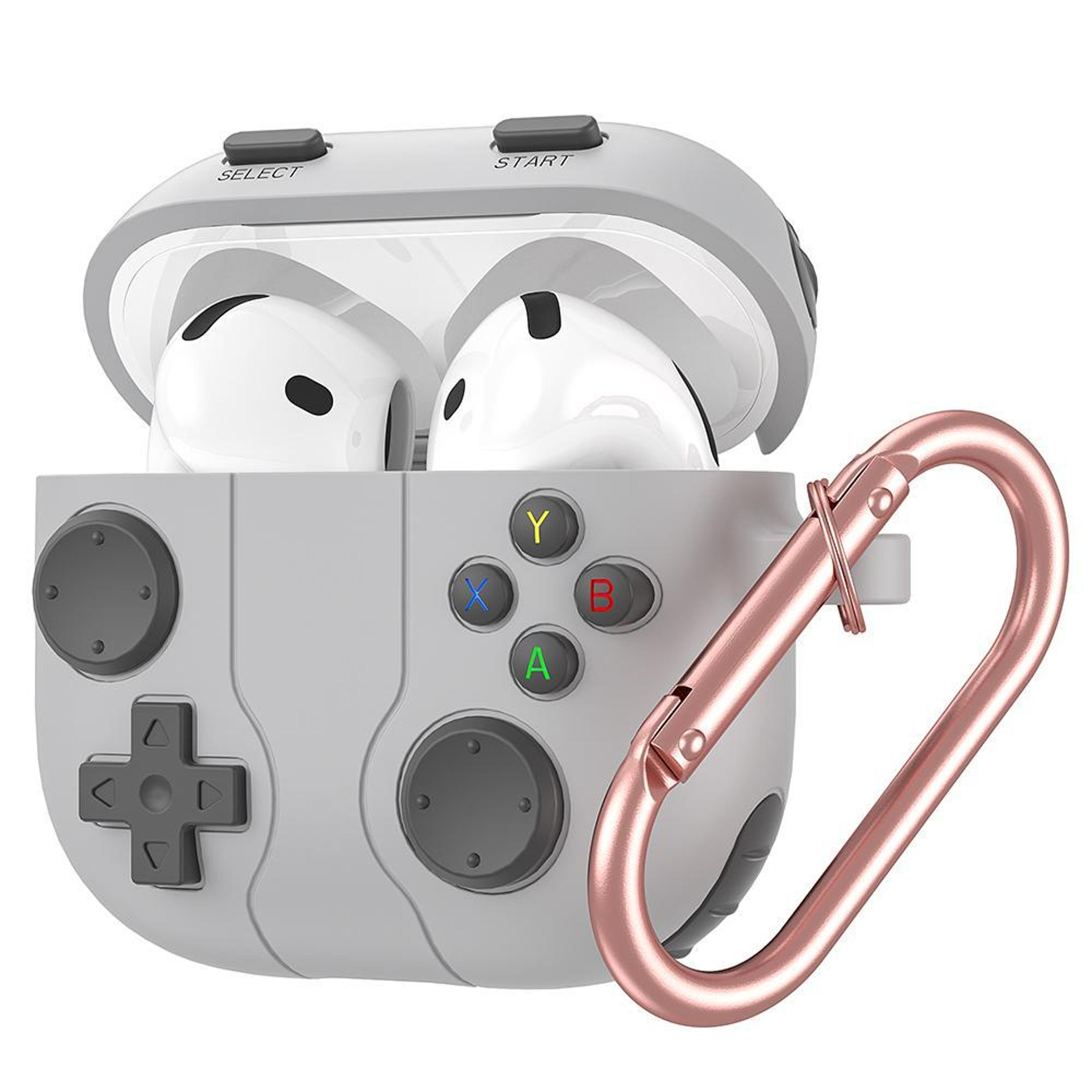 game console style airpods pro case with carabiner silicone protective cover for everyday carry