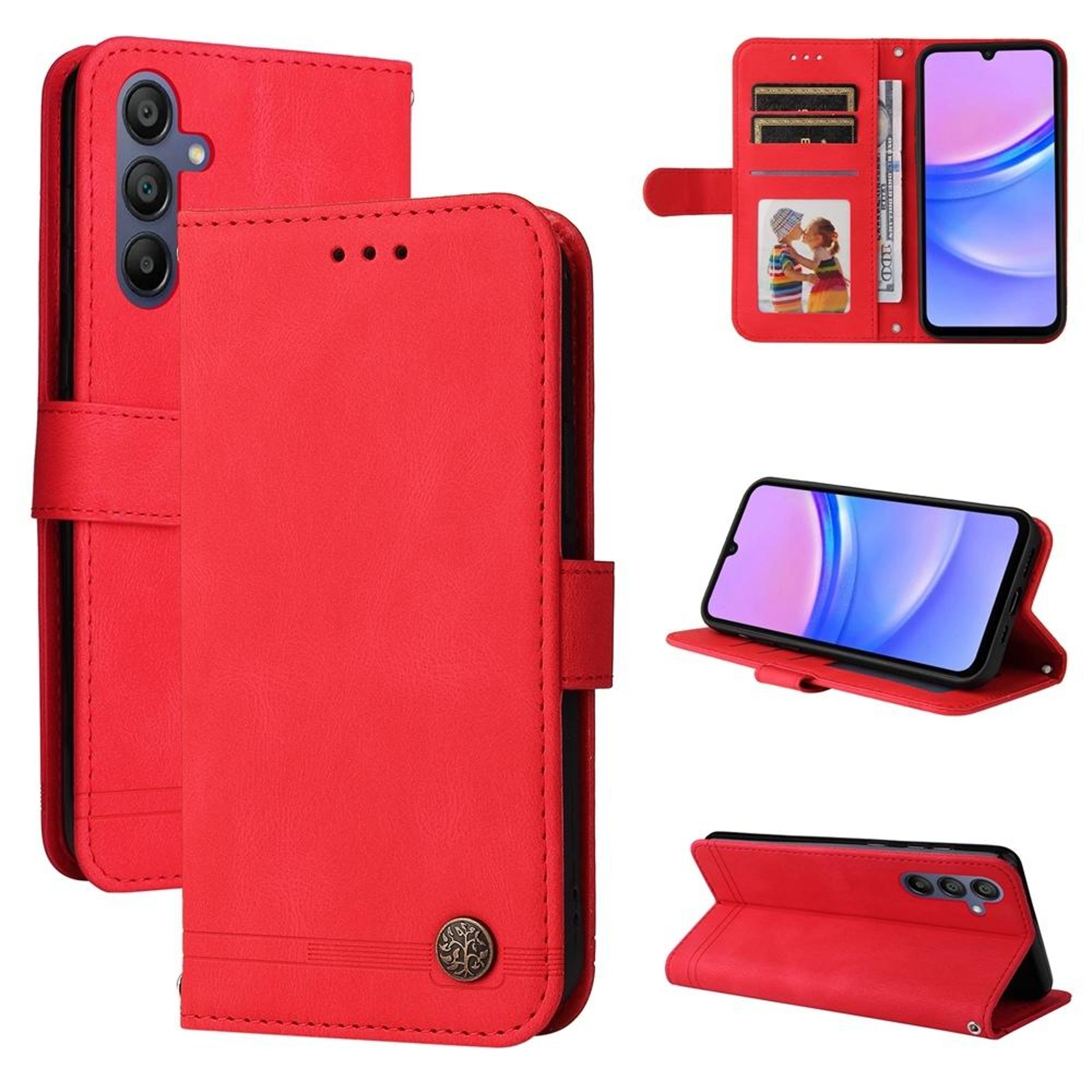 samsung galaxy leather wallet case with card slots stand life tree metal button