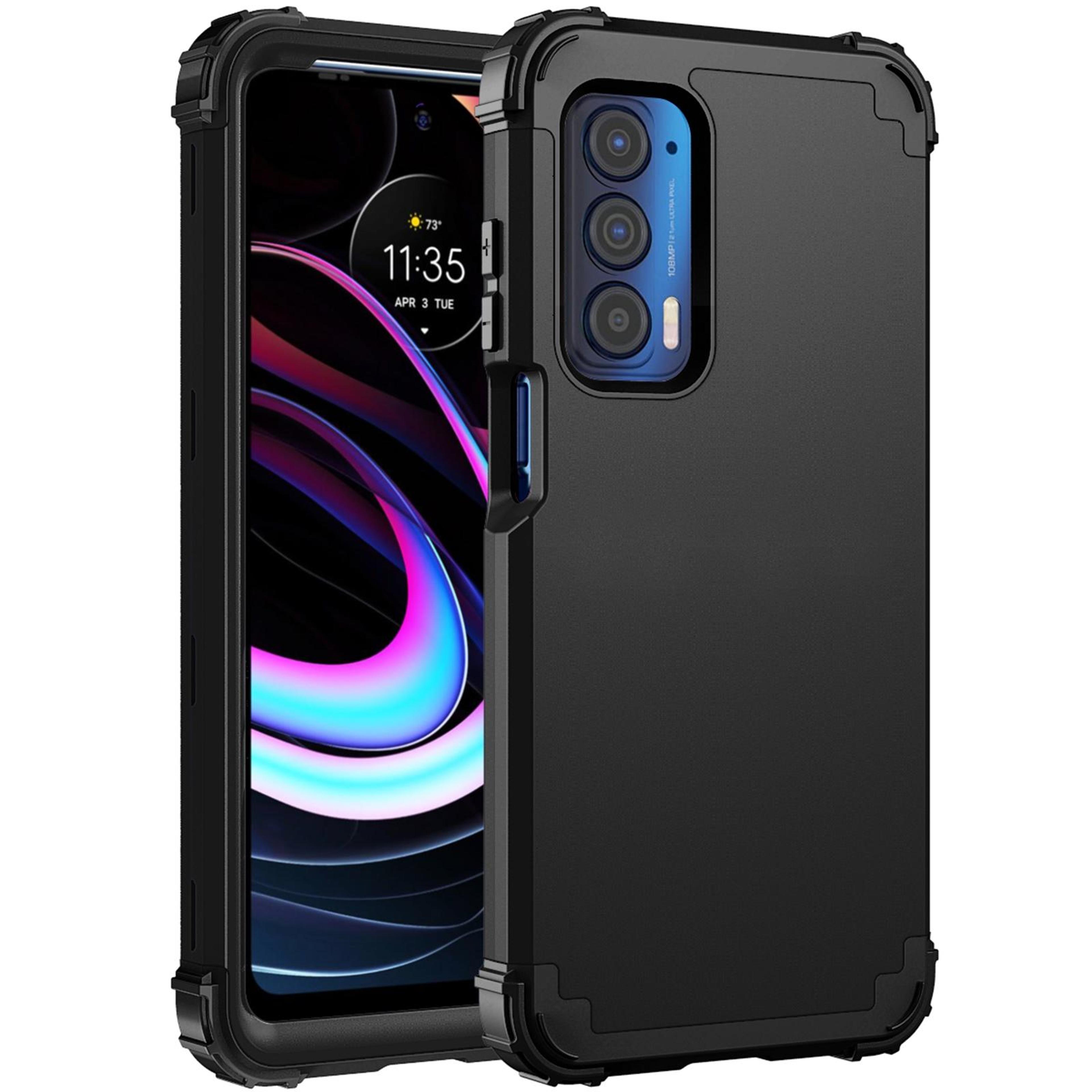 motorola edge 2021 protective phone case, shockproof pc silicone case with slim grip