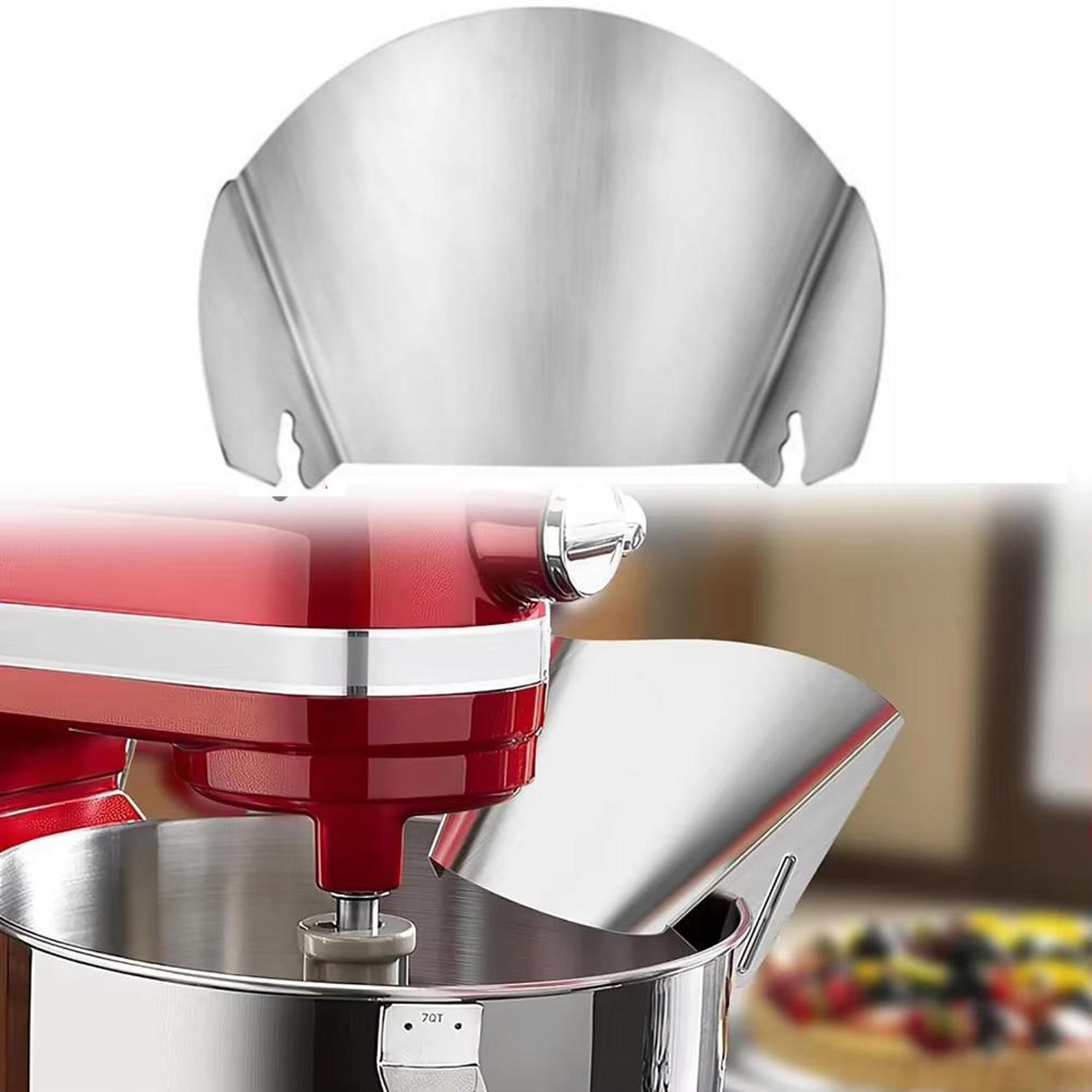 premium stainless steel mixer bowl pour guard, mess free stand mixer pouring shield attachment