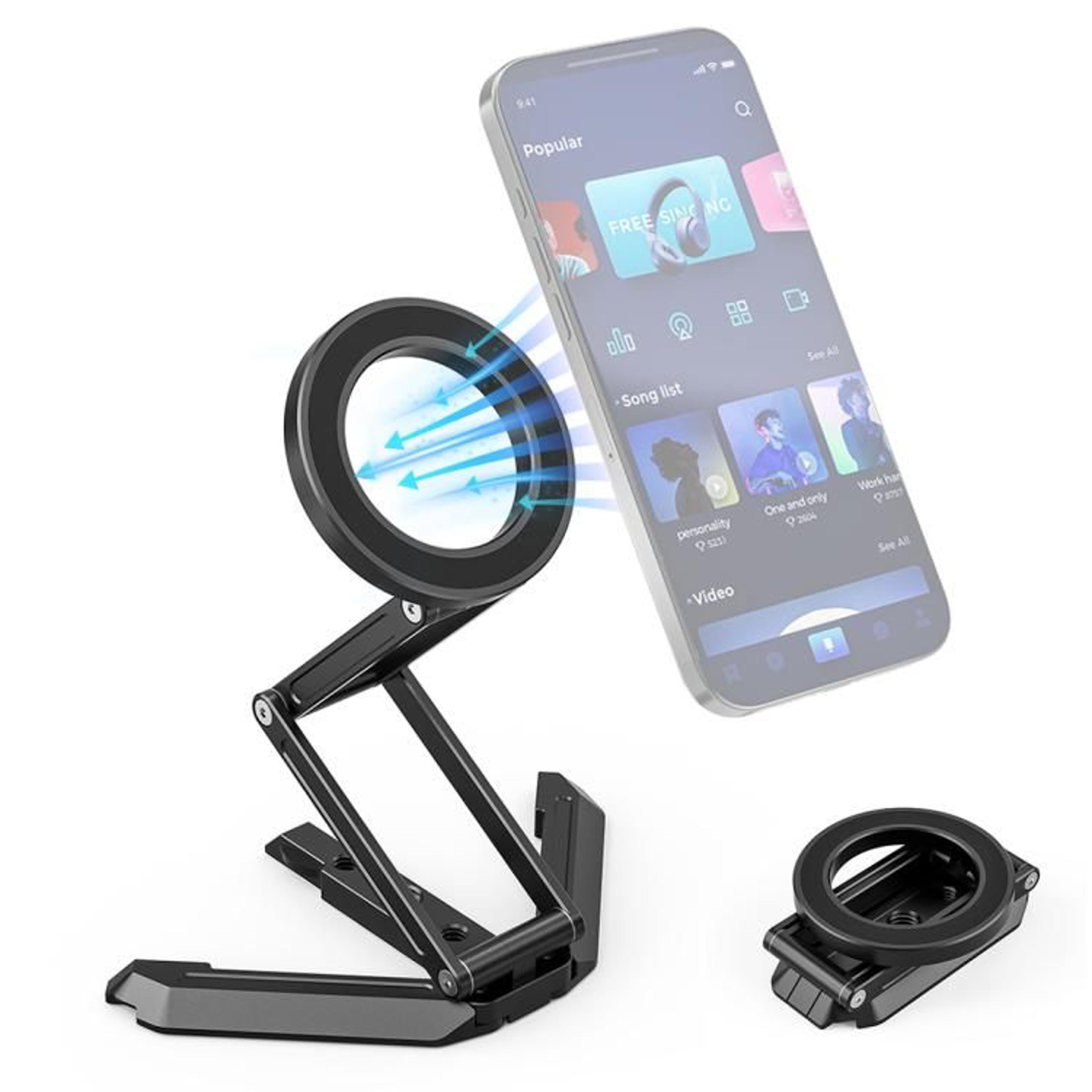 magsafe foldable phone holder adjustable desktop stand for live streaming