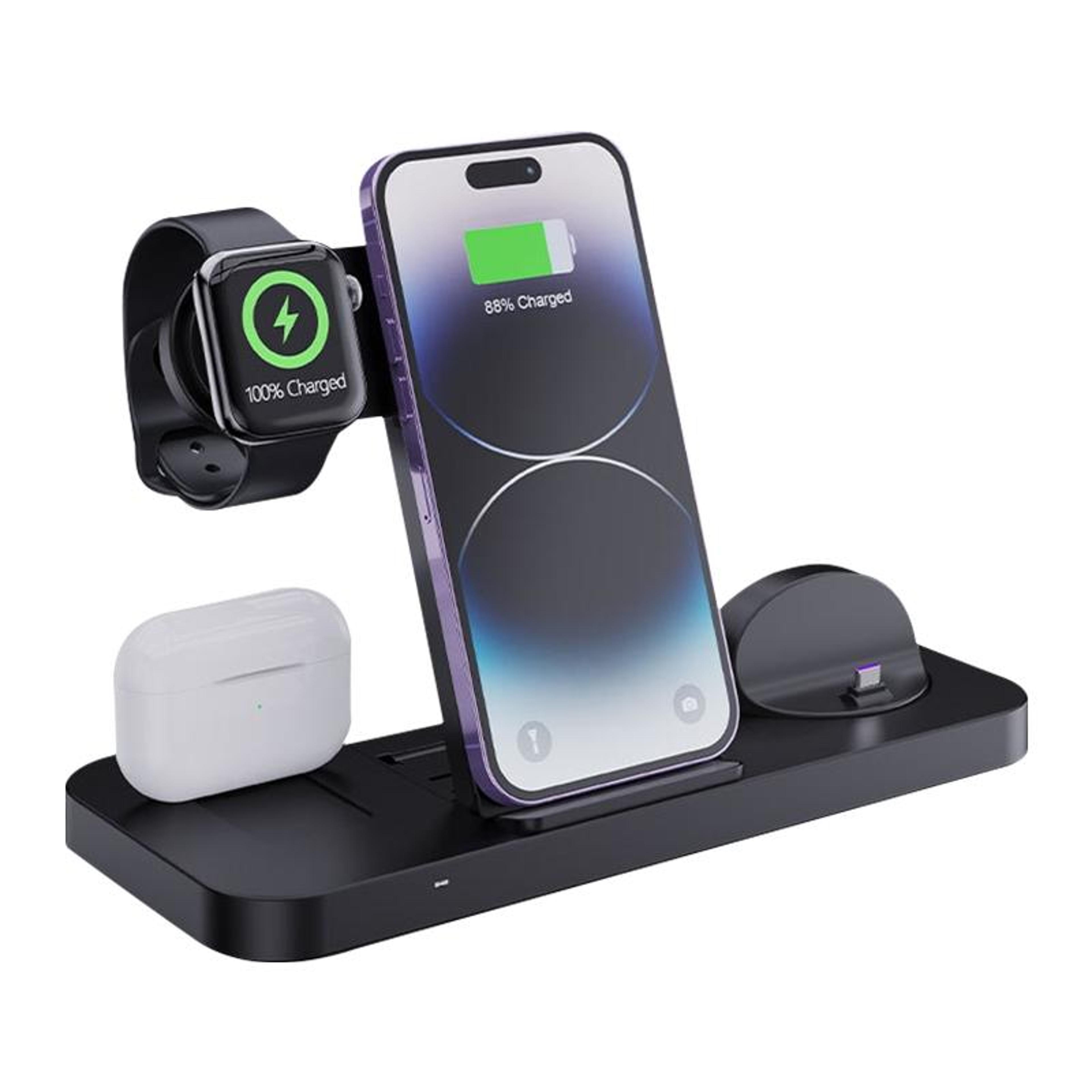 6-in-1 foldable wireless charging station fast multi device charger stand