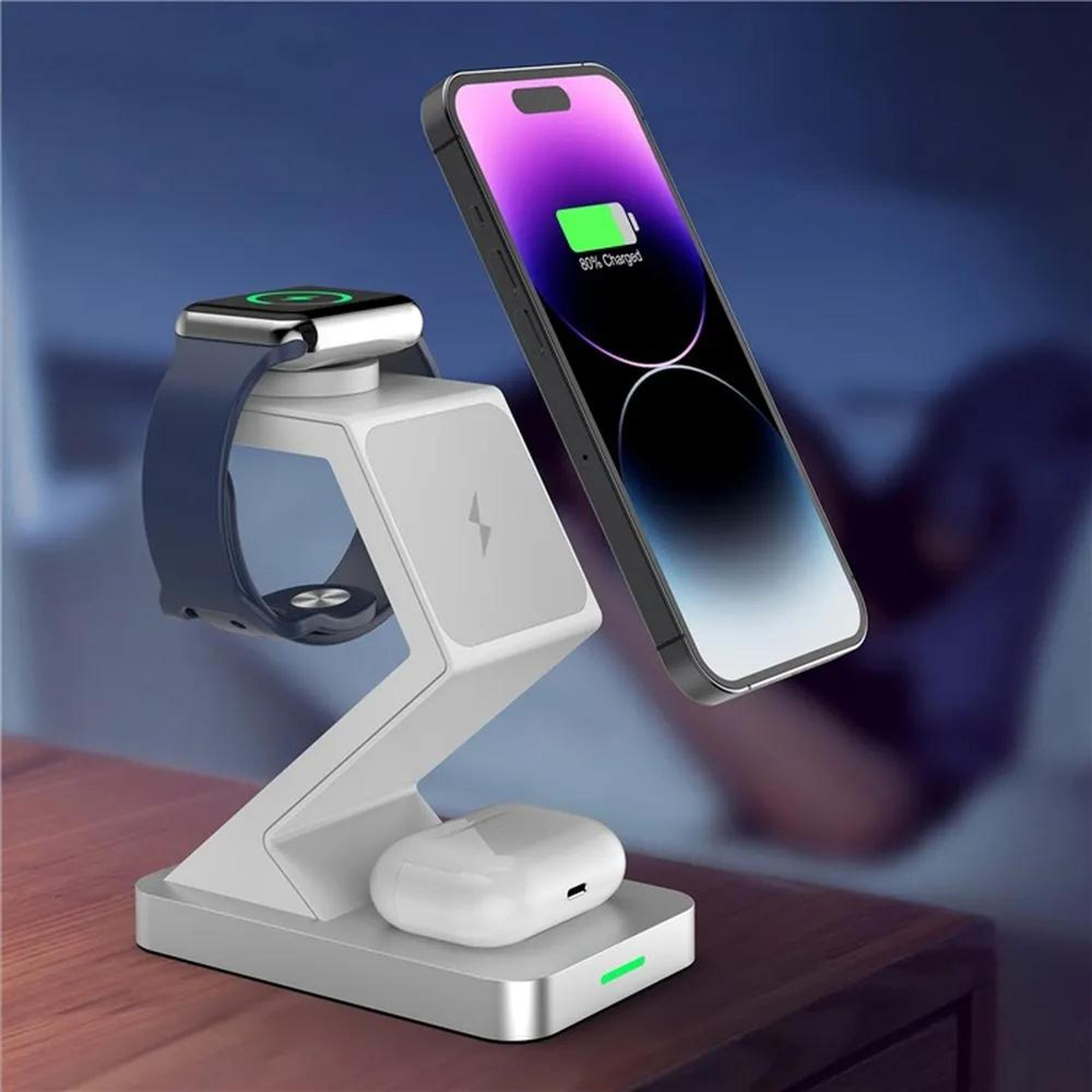 x3 magnetic 3-in-1 wireless charging station 15w fast charger for iphone apple watch airpods