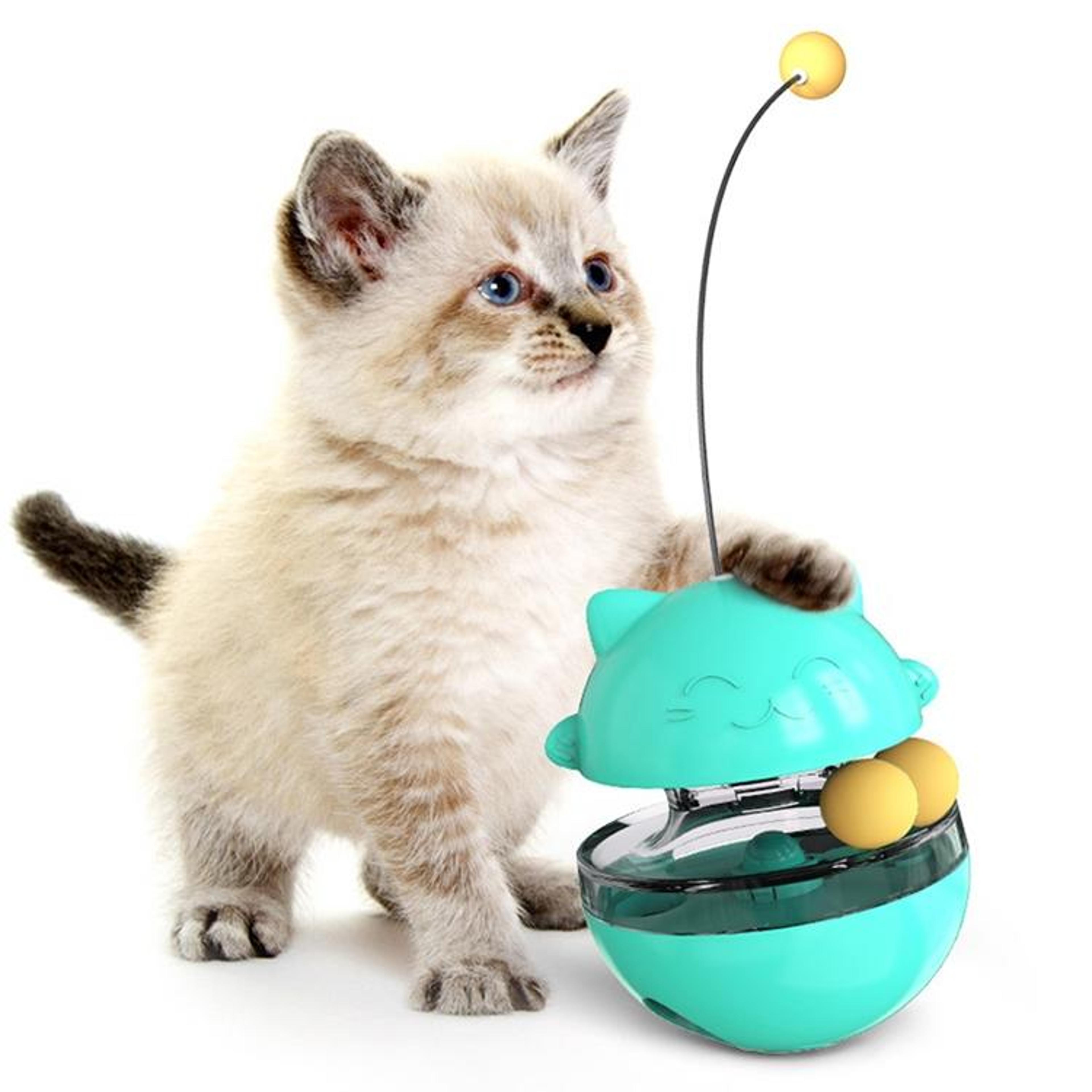 interactive cat treat dispensing ball toy slow feeder puzzle tumbler for active cats