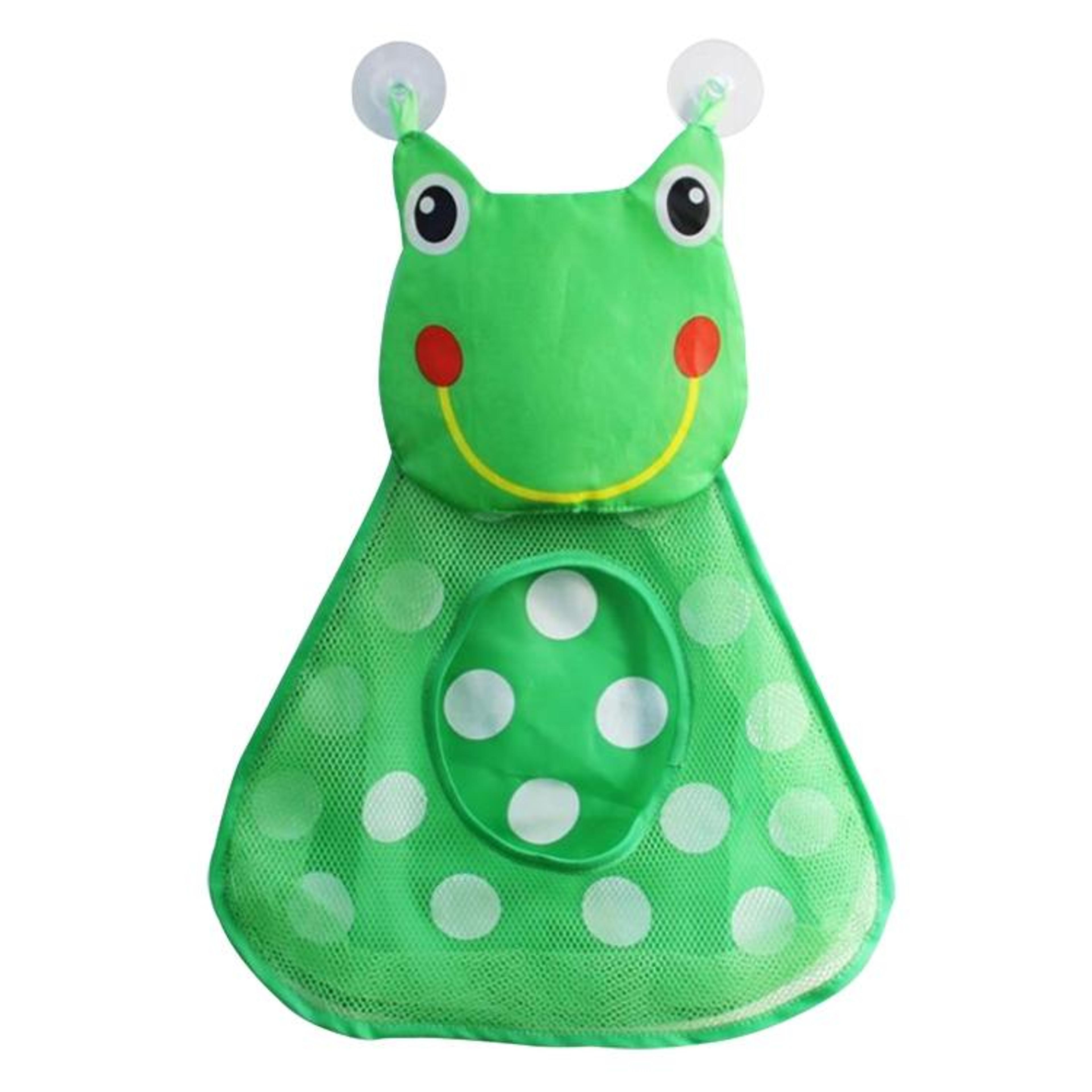 baby bath toy organizer mesh set with suction cups frog design